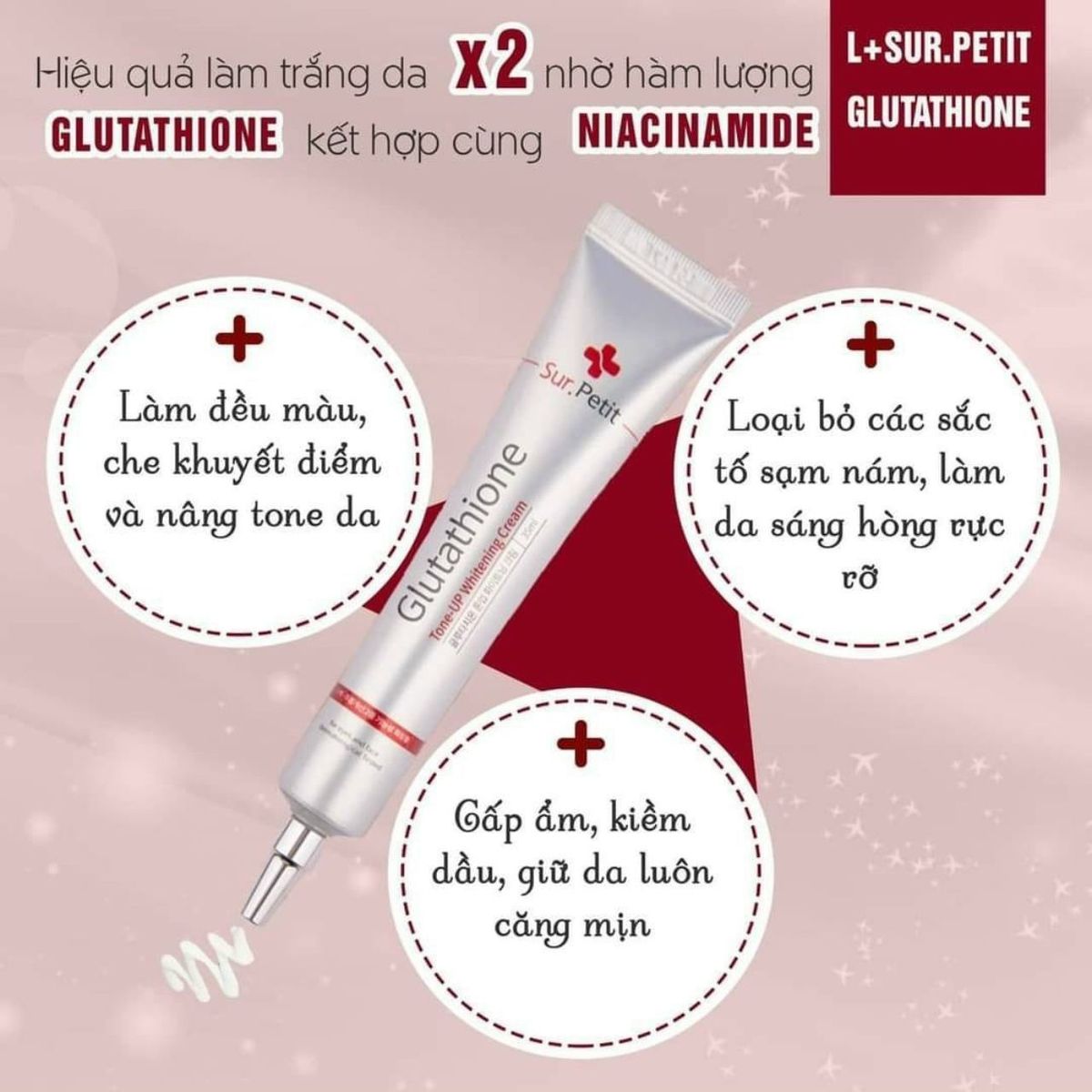 sur petit glutathione Kem Truyền Trắng Dưỡng Trắng Da +SUR.PETIT GLUTATHIONE Whitening Tone Up  Cream Hàn Quốc 35ml giá sỉ, giá bán buôn