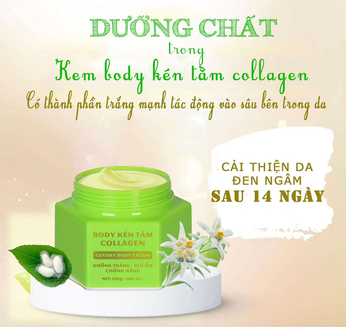 Kem trắng da body kén tằm collagen NDK Kem trắng da body kén tằm collagen NDK
