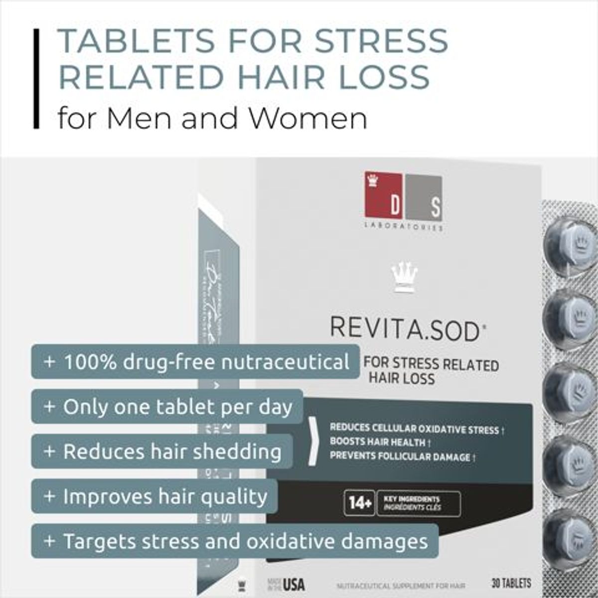 REVITA.SOD 30 TABLETS - Viên hỗ trợ mọc tóc, giảm Stress, chống oxy hóa REVITA.SOD 30 TABLETS - Viên hỗ trợ mọc tóc, giảm Stress, chống oxy hóa