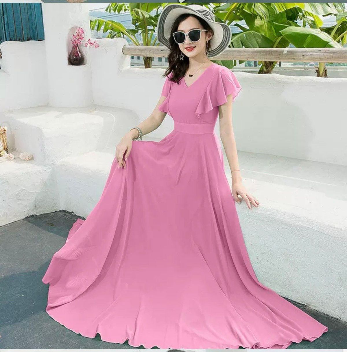 ĐẦM MAXI CỔ V CÁNH TIÊN - DT1725 ĐẦM MAXI CỔ V CÁNH TIÊN - DT1725