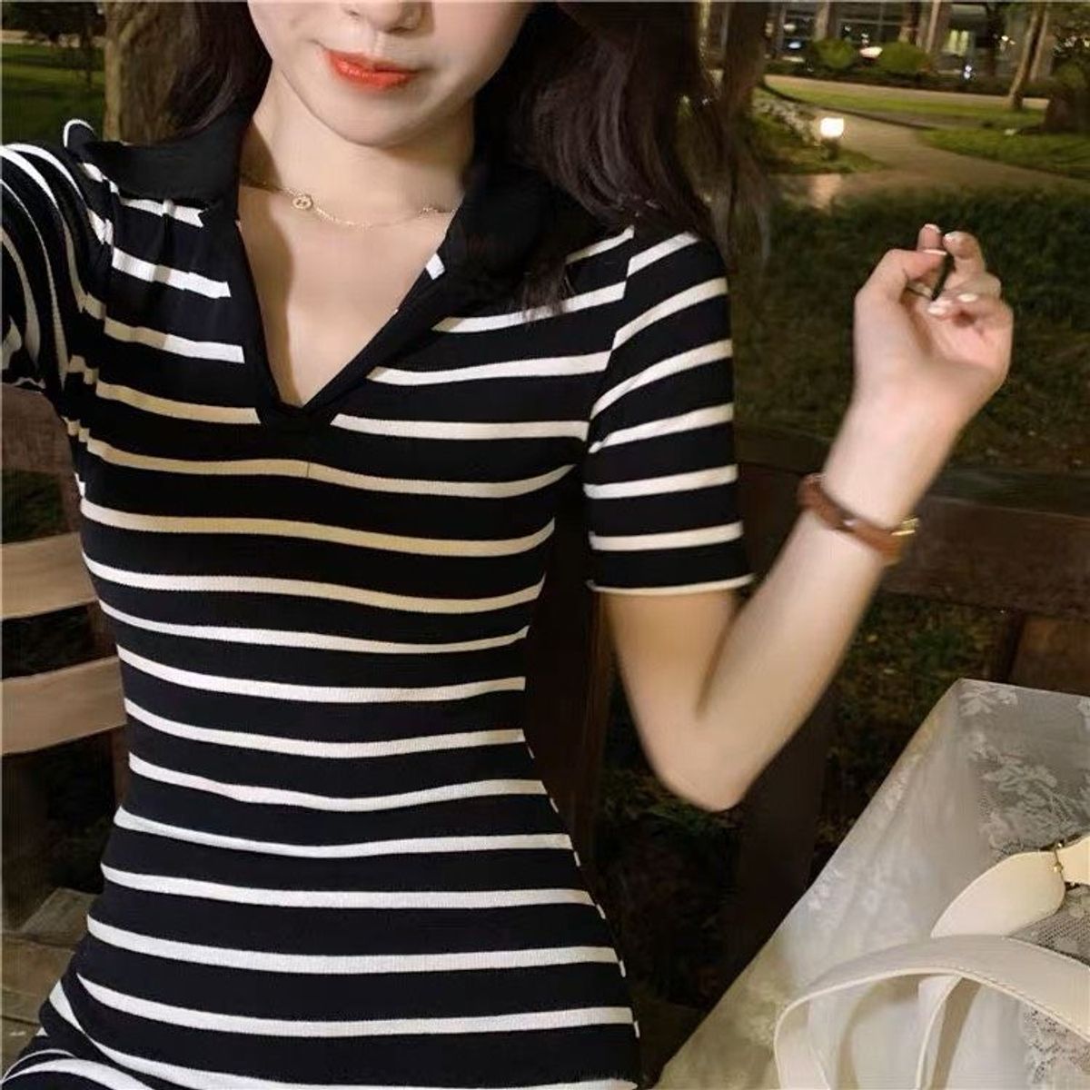 ĐẦM SỌC CỔ SƠ MI ĐEN - DT1727 ĐẦM SỌC CỔ SƠ MI ĐEN - DT1727