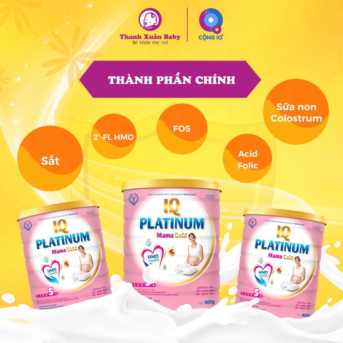 Sữa bầu tiểu đường IQ Platinum Mama cho phụ nữ mang thai và sau sinh 900g - Thanh Xuân Baby Sữa bầu tiểu đường IQ Platinum Mama cho phụ nữ mang thai và sau sinh 900g - Thanh Xuân Baby