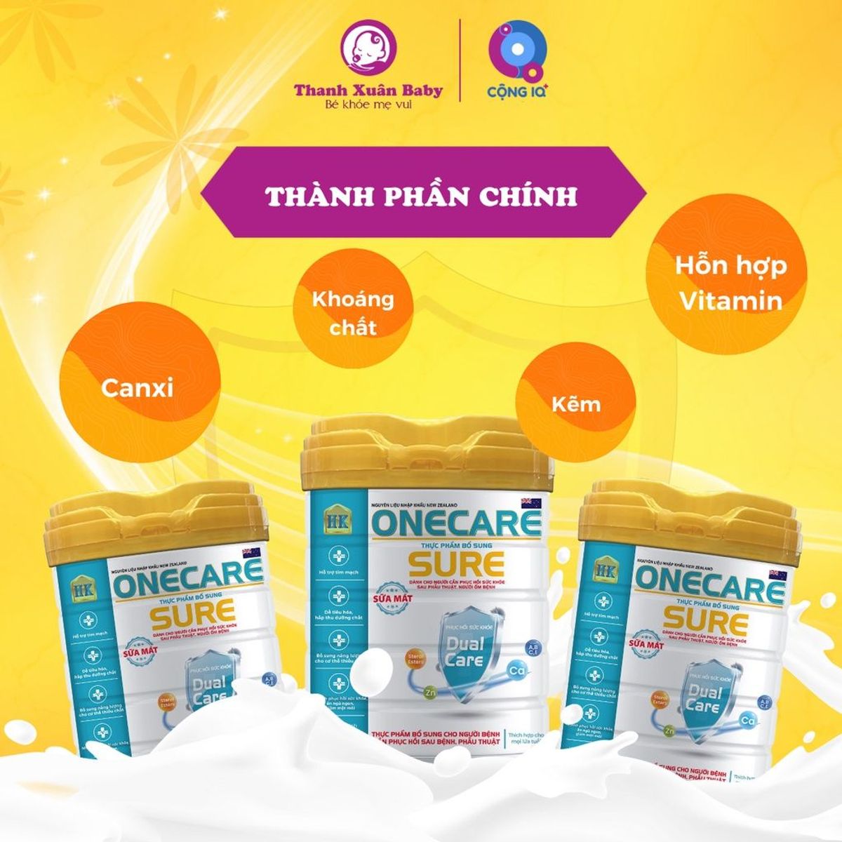 Sữa bột Onecare Sure bổ sung dinh dưỡng chăm sóc sức khỏe toàn diện 900g - Thanh Xuân Baby Sữa bột Onecare Sure bổ sung dinh dưỡng chăm sóc sức khỏe toàn diện 900g - Thanh Xuân Baby