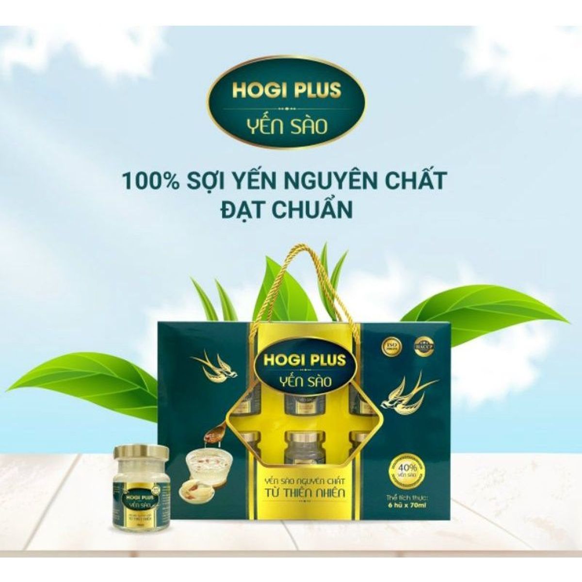Yến sào nguyên chất HOGI Plus 40% yến Hộp 6 lọ x 70ml Yến sào nguyên chất HOGI Plus 40% yến Hộp 6 lọ x 70ml