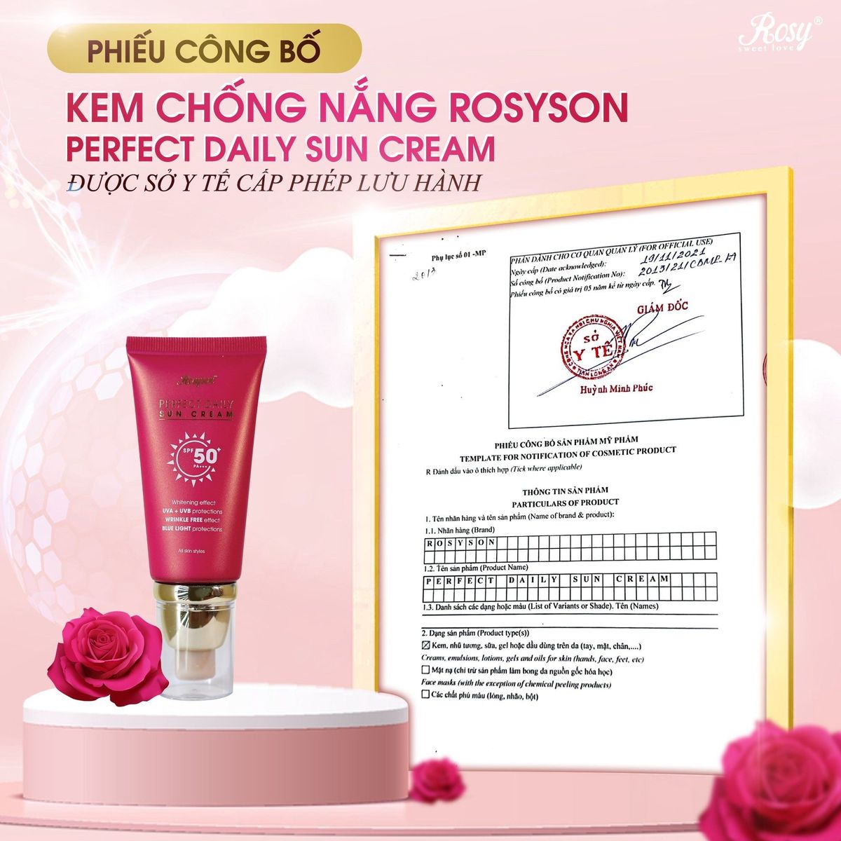 COMBO 2 KEM CHỐNG NẮNG ROSYSON PERFECT DAILY SUN CREAM - ROSY COMBO 2 KEM CHỐNG NẮNG ROSYSON PERFECT DAILY SUN CREAM - ROSY