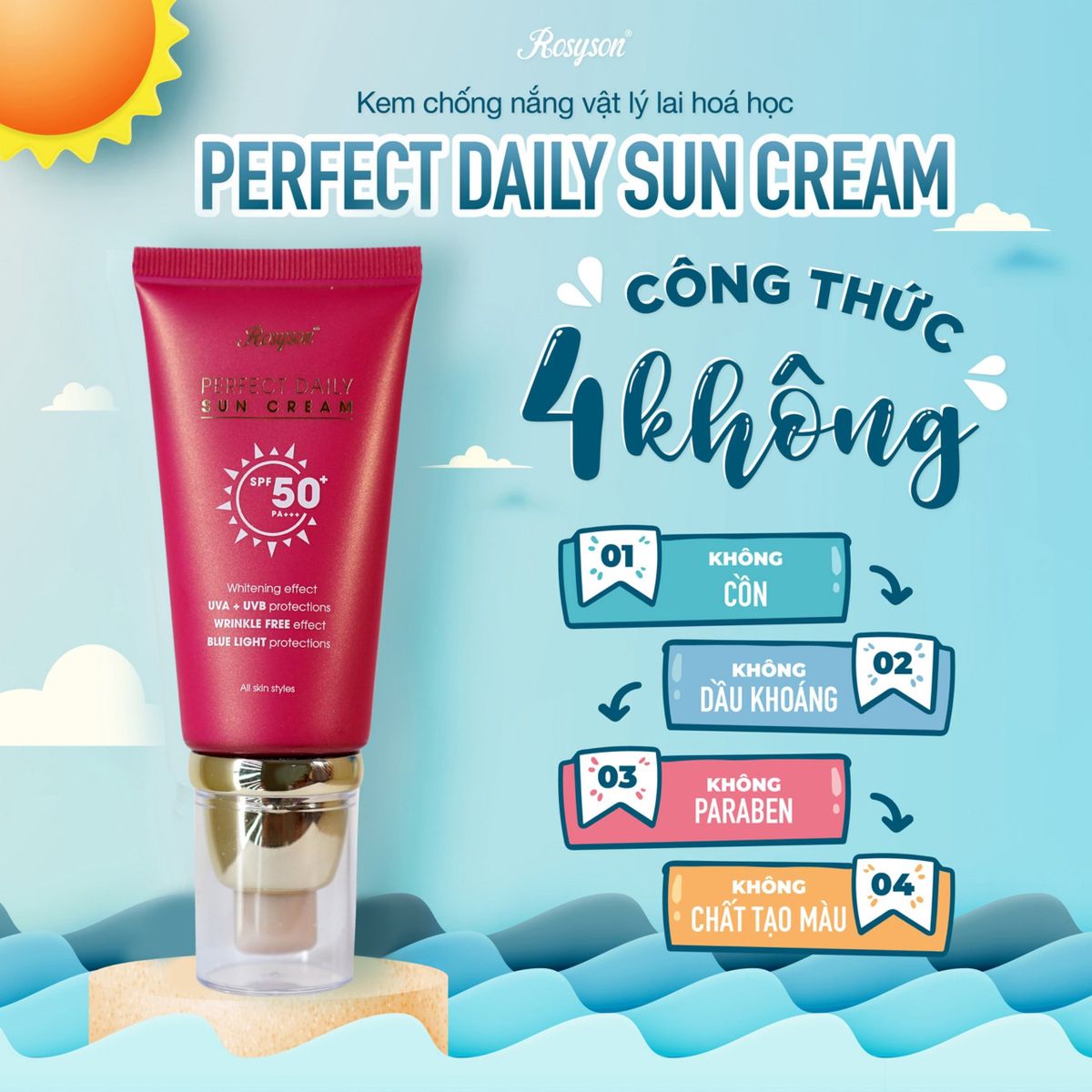 COMBO 2 KEM CHỐNG NẮNG ROSYSON PERFECT DAILY SUN CREAM - ROSY COMBO 2 KEM CHỐNG NẮNG ROSYSON PERFECT DAILY SUN CREAM - ROSY