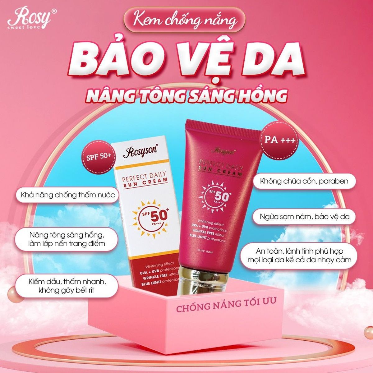 COMBO 2 KEM CHỐNG NẮNG ROSYSON PERFECT DAILY SUN CREAM - ROSY COMBO 2 KEM CHỐNG NẮNG ROSYSON PERFECT DAILY SUN CREAM - ROSY
