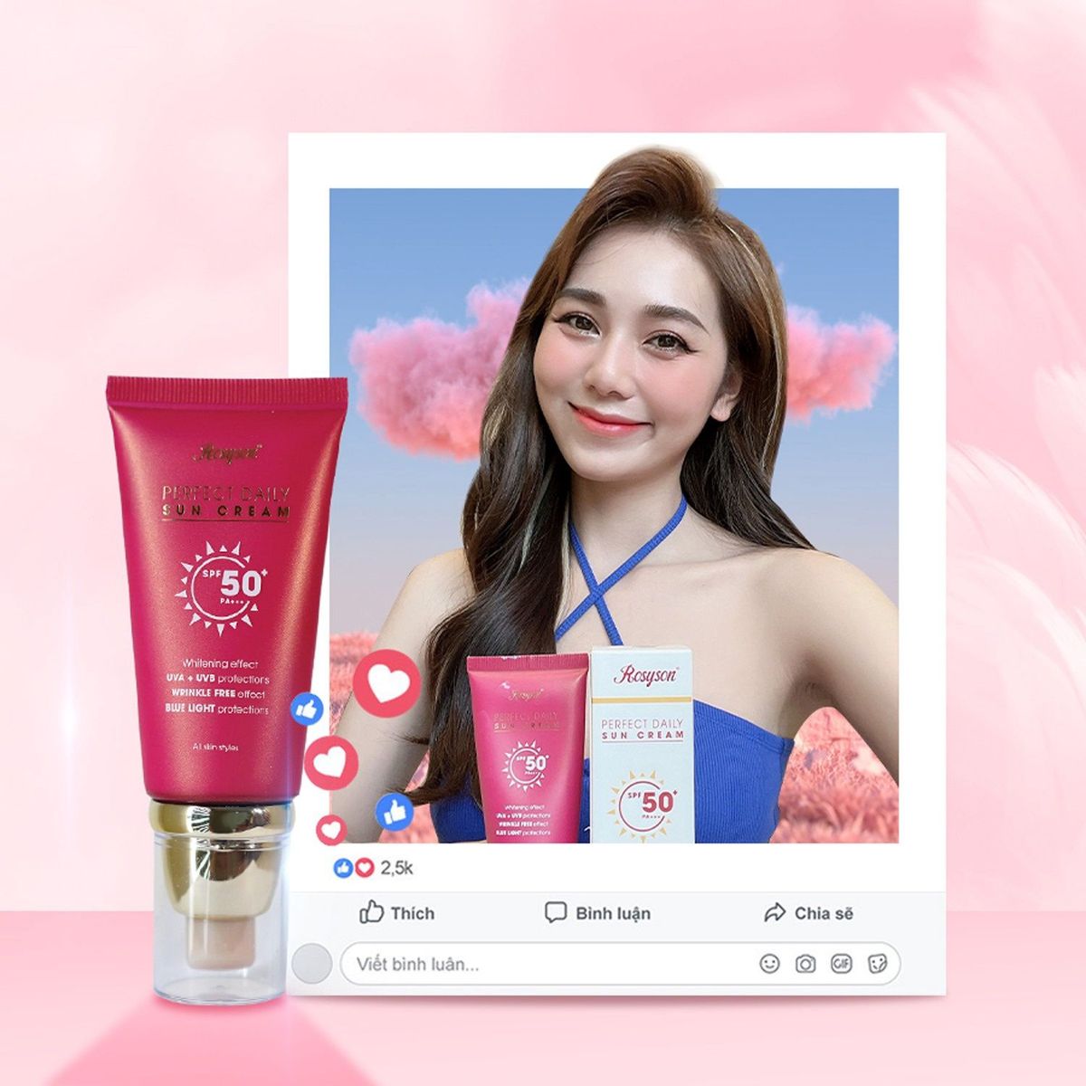 COMBO 2 KEM CHỐNG NẮNG ROSYSON PERFECT DAILY SUN CREAM - ROSY COMBO 2 KEM CHỐNG NẮNG ROSYSON PERFECT DAILY SUN CREAM - ROSY