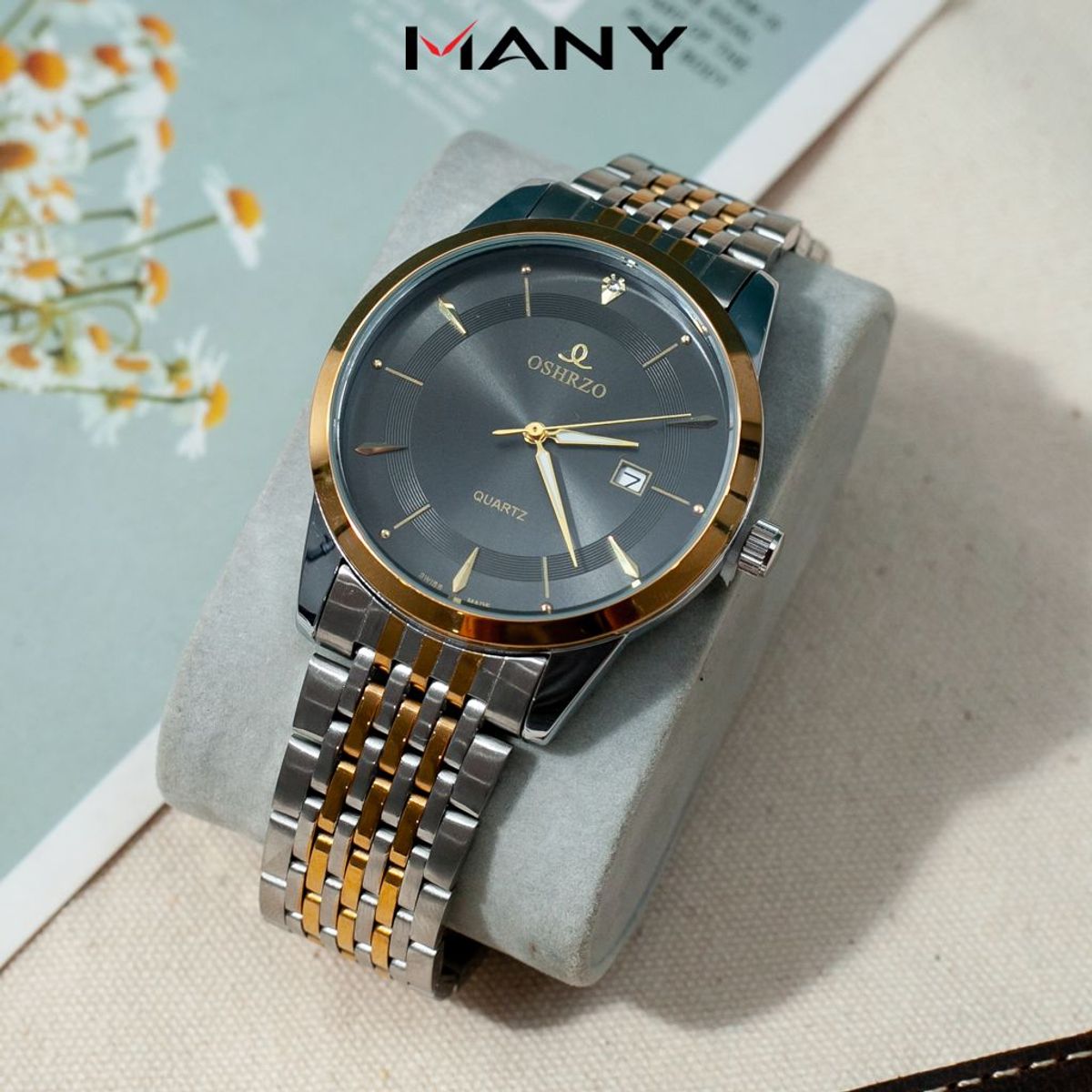 Đồng hồ nam OSHRZO mặt to tròn nam tính - Đồng hồ quartz đeo tay nam dây kim loại nhiều màu Đồng hồ nam OSHRZO mặt to tròn nam tính - Đồng hồ quartz đeo tay nam dây kim loại nhiều màu