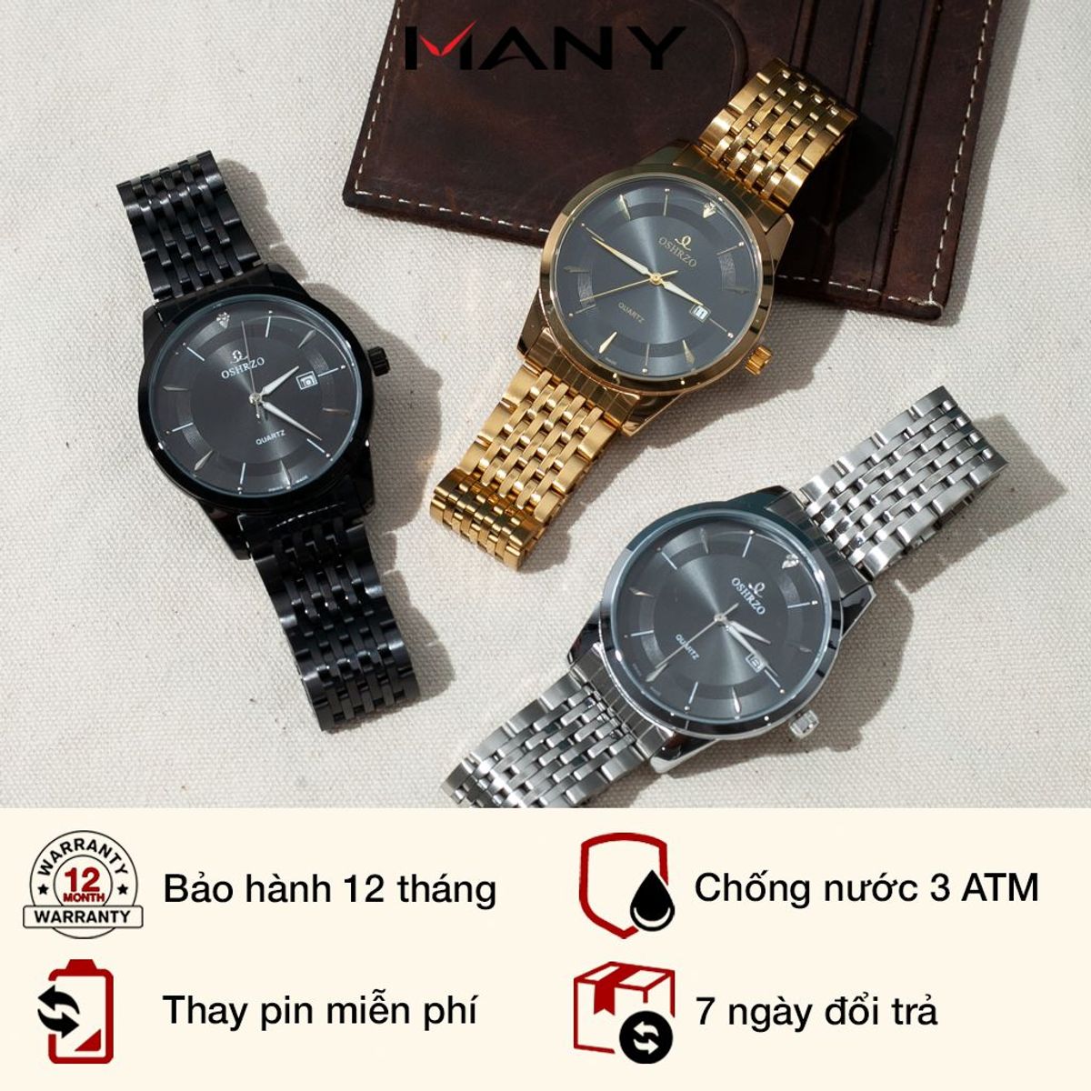 Đồng hồ nam OSHRZO mặt to tròn nam tính - Đồng hồ quartz đeo tay nam dây kim loại nhiều màu Đồng hồ nam OSHRZO mặt to tròn nam tính - Đồng hồ quartz đeo tay nam dây kim loại nhiều màu