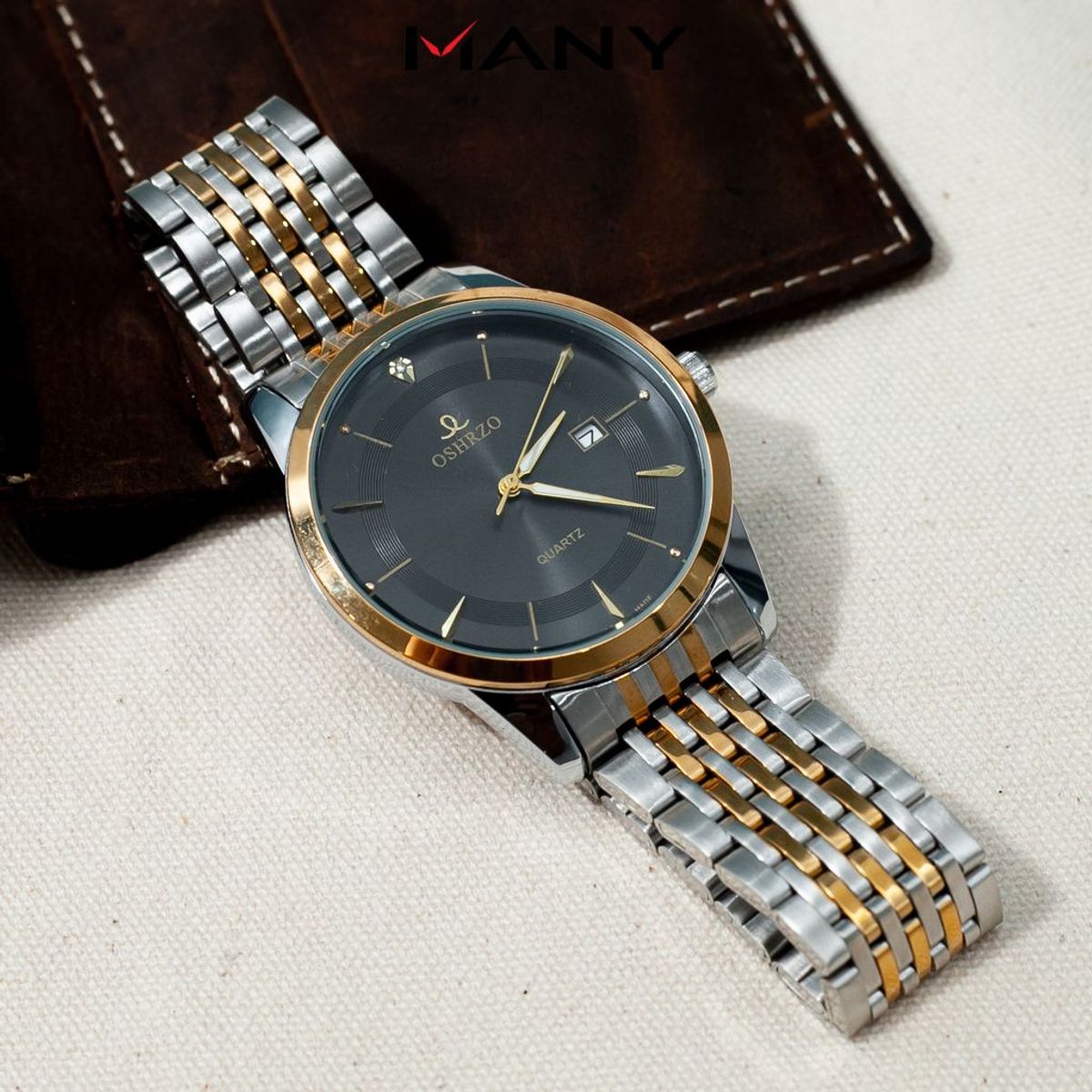 Đồng hồ nam OSHRZO mặt to tròn nam tính - Đồng hồ quartz đeo tay nam dây kim loại nhiều màu Đồng hồ nam OSHRZO mặt to tròn nam tính - Đồng hồ quartz đeo tay nam dây kim loại nhiều màu