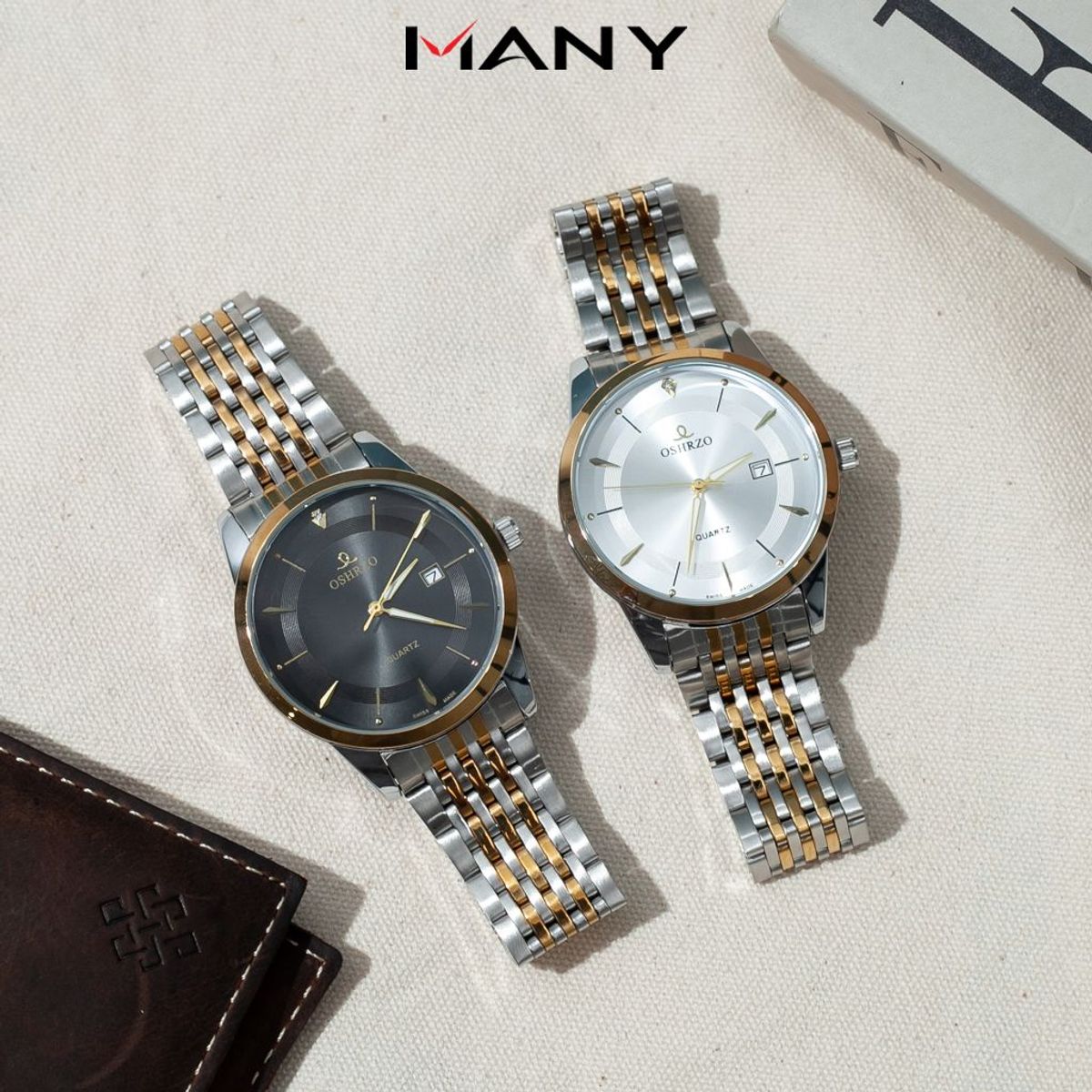 Đồng hồ nam OSHRZO mặt to tròn nam tính - Đồng hồ quartz đeo tay nam dây kim loại nhiều màu Đồng hồ nam OSHRZO mặt to tròn nam tính - Đồng hồ quartz đeo tay nam dây kim loại nhiều màu