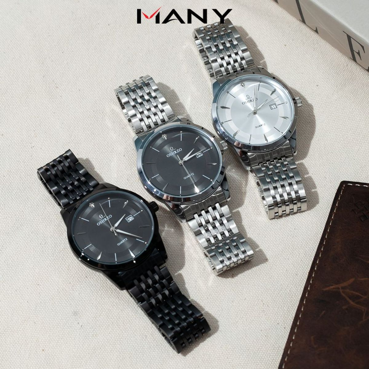 Đồng hồ nam OSHRZO mặt to tròn nam tính - Đồng hồ quartz đeo tay nam dây kim loại nhiều màu Đồng hồ nam OSHRZO mặt to tròn nam tính - Đồng hồ quartz đeo tay nam dây kim loại nhiều màu