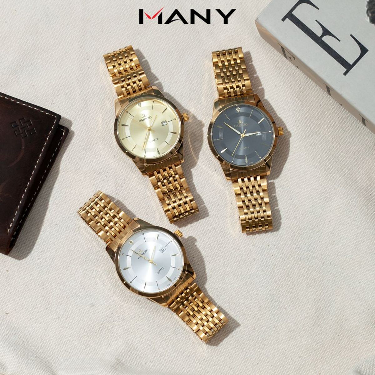 Đồng hồ nam OSHRZO mặt to tròn nam tính - Đồng hồ quartz đeo tay nam dây kim loại nhiều màu Đồng hồ nam OSHRZO mặt to tròn nam tính - Đồng hồ quartz đeo tay nam dây kim loại nhiều màu