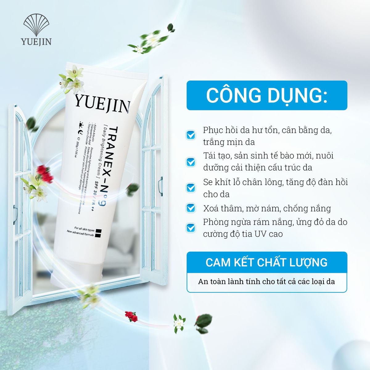 Kem dưỡng trắng da toàn thân Body Tranex-NO9 Yuejin (Dạng tuýp 200g) Kem dưỡng trắng da toàn thân Body Tranex-NO9 Yuejin (Dạng tuýp 200g)