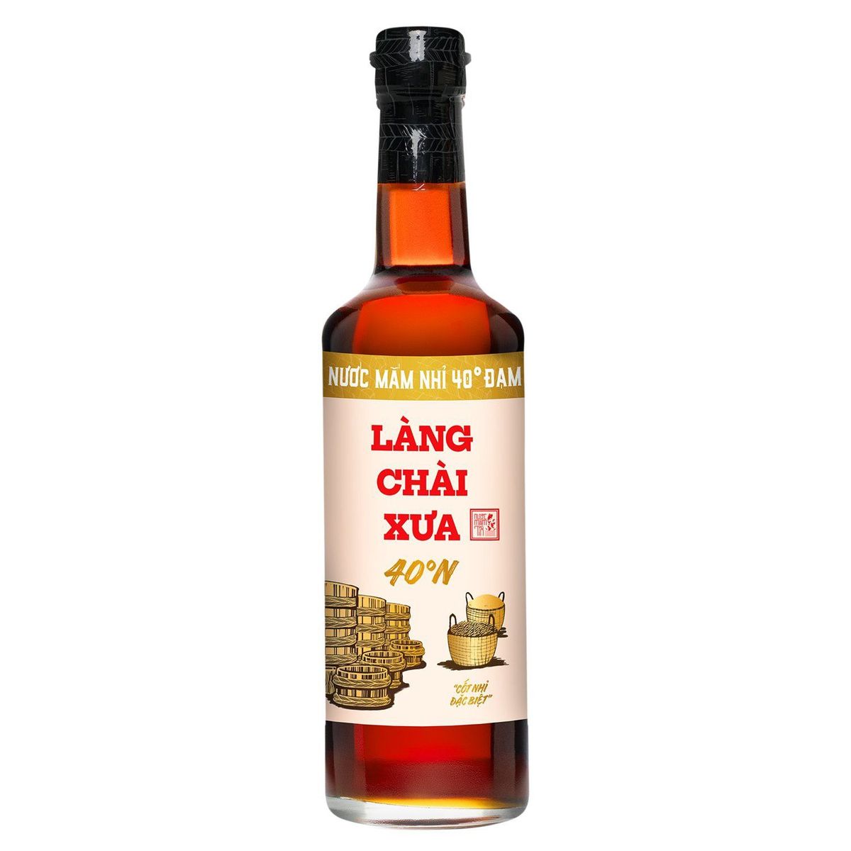 NƯỚC MẮM NHỈ XUẤT KHẨU NHÃN VÀNG 40 ĐỘ ĐẠM 500ML - LÀNG CHÀI XƯA NƯỚC MẮM NHỈ XUẤT KHẨU NHÃN VÀNG 40 ĐỘ ĐẠM 500ML - LÀNG CHÀI XƯA