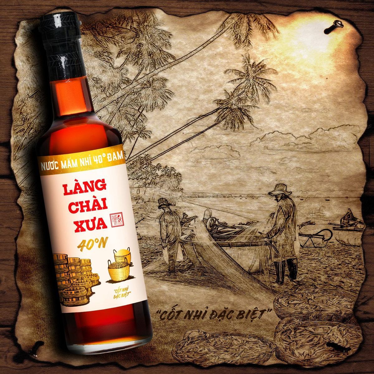 NƯỚC MẮM NHỈ XUẤT KHẨU NHÃN VÀNG 40 ĐỘ ĐẠM 500ML - LÀNG CHÀI XƯA NƯỚC MẮM NHỈ XUẤT KHẨU NHÃN VÀNG 40 ĐỘ ĐẠM 500ML - LÀNG CHÀI XƯA