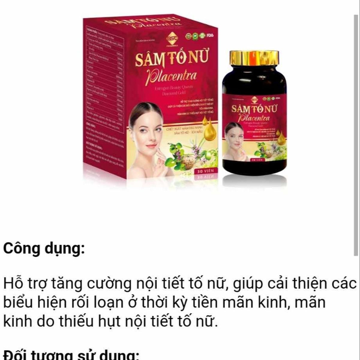 SÂM TỐ NỮ TĂNG CƯỜNG NỘI TIẾT TỐ, CẢI THIỆN RỐI LOẠN TIỀN MÃN KINH - BSC SÂM TỐ NỮ TĂNG CƯỜNG NỘI TIẾT TỐ, CẢI THIỆN RỐI LOẠN TIỀN MÃN KINH - BSC