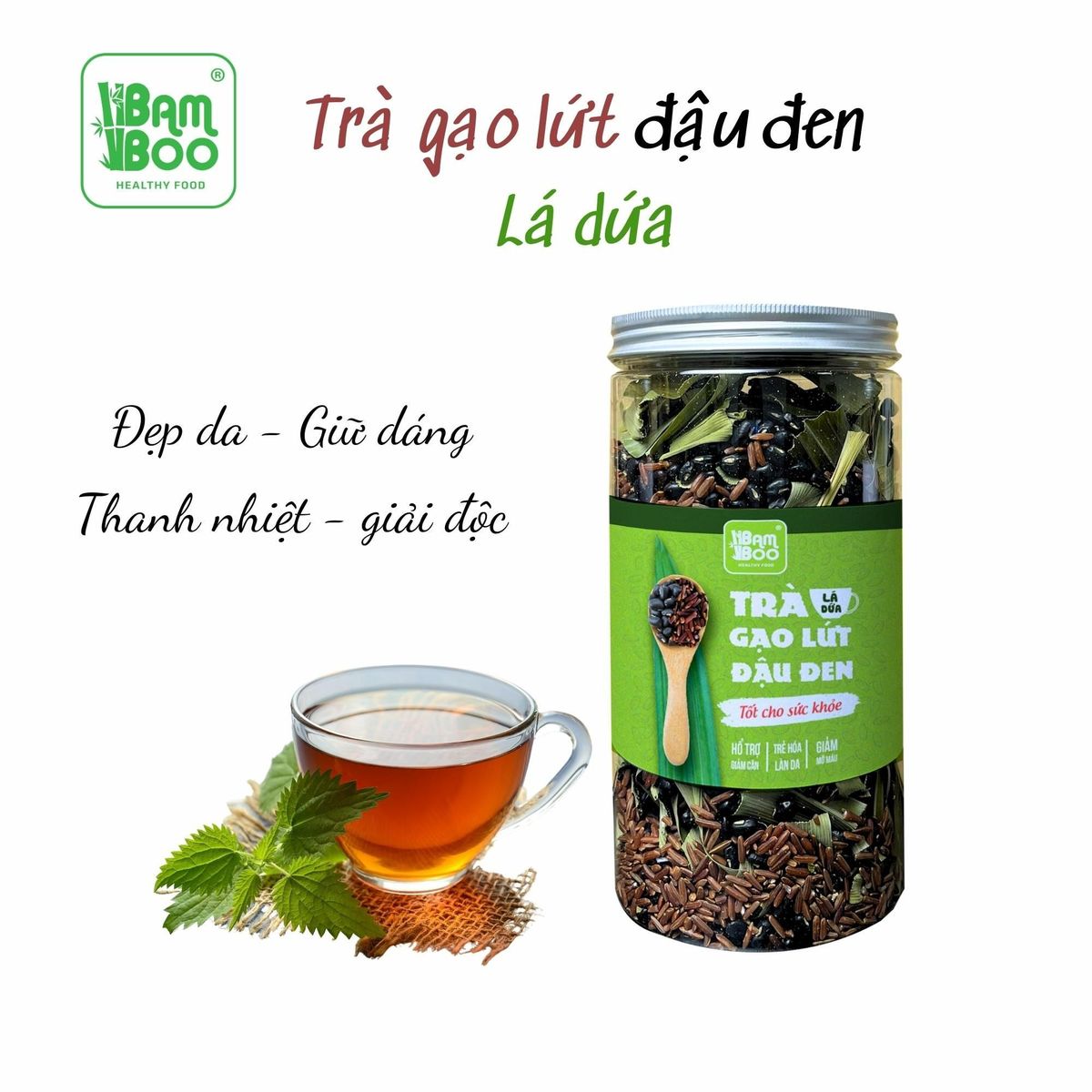 TRÀ GẠO LỨT ĐẬU ĐEN LÁ DỨA HOA NHÀI PHIÊN BẢN CAO CẤP - DETOKO TRÀ GẠO LỨT ĐẬU ĐEN LÁ DỨA HOA NHÀI PHIÊN BẢN CAO CẤP - DETOKO