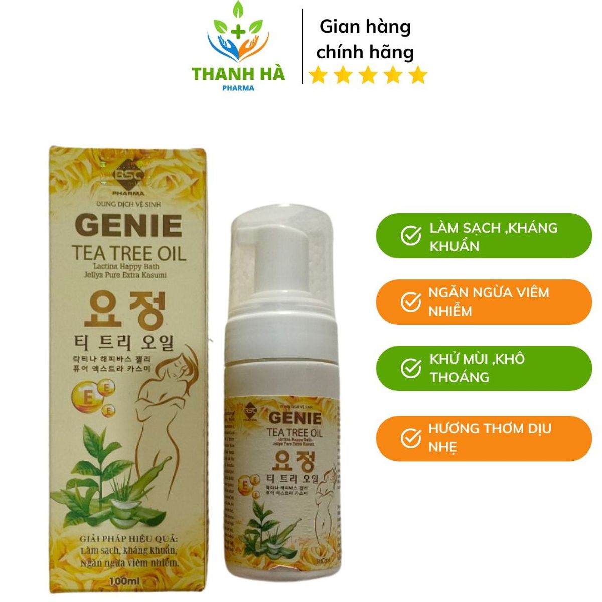 DUNG DỊCH VỆ SINH GENIE TEA TREE OIL NGỪA KHÁNG KHUẨN NGỪA VIÊM ,NGỨA 100ML - BSC DUNG DỊCH VỆ SINH GENIE TEA TREE OIL NGỪA KHÁNG KHUẨN NGỪA VIÊM ,NGỨA 100ML - BSC