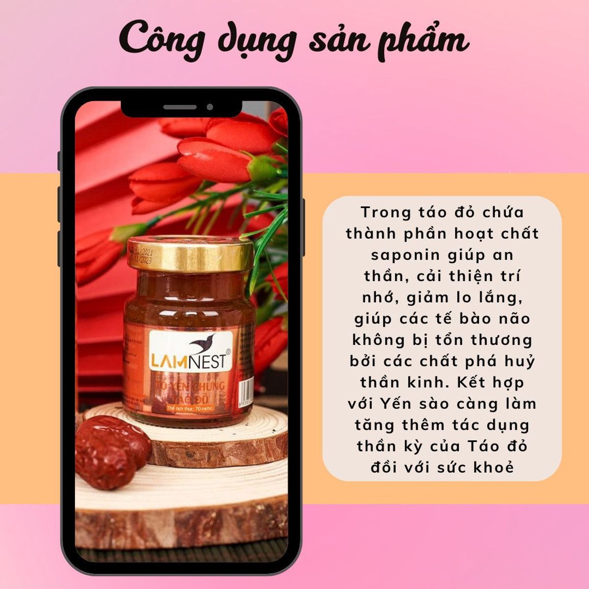 Tổ Yến Chưng Táo đỏ LamNest tươi nguyên chất 30% yến 70ml - yensaocaocaplamnest Tổ Yến Chưng Táo đỏ LamNest tươi nguyên chất 30% yến 70ml - yensaocaocaplamnest