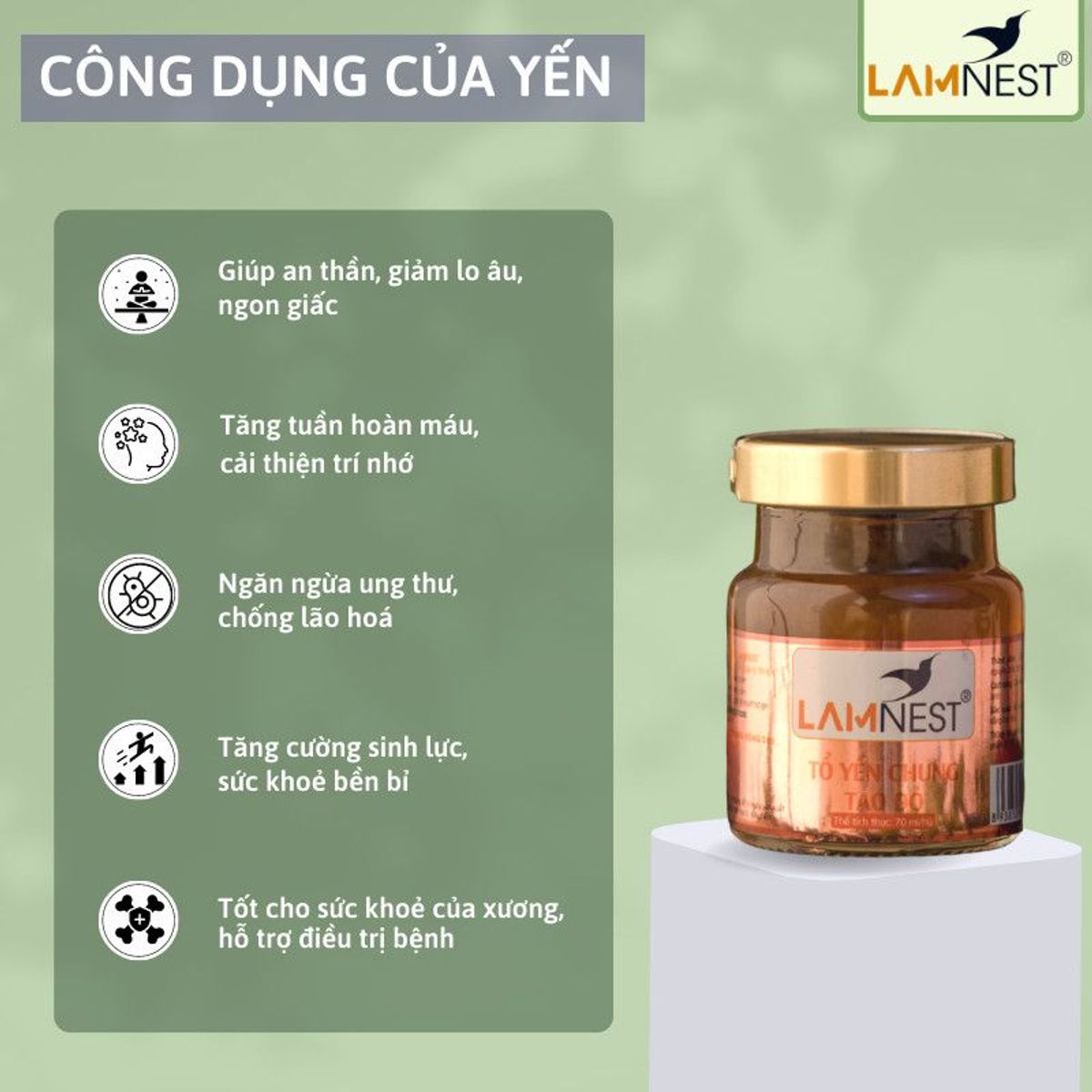 Tổ Yến Chưng Táo đỏ LamNest tươi nguyên chất 30% yến 70ml - yensaocaocaplamnest Tổ Yến Chưng Táo đỏ LamNest tươi nguyên chất 30% yến 70ml - yensaocaocaplamnest
