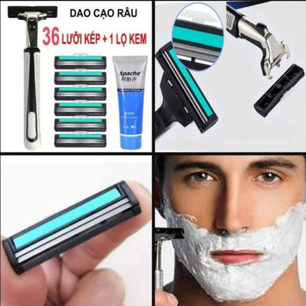 BỘ DAO CẠO RÂU GỒM 1 DAO CẠO, 36 LƯỠI DAO VÀ 1 TUÝP KEM CẠO CTB583 - BECHIP BỘ DAO CẠO RÂU GỒM 1 DAO CẠO, 36 LƯỠI DAO VÀ 1 TUÝP KEM CẠO CTB583 - BECHIP