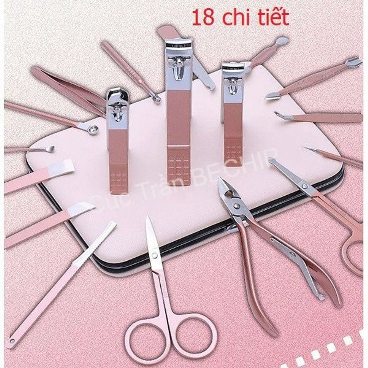 BỘ DỤNG CỤ LÀM MÓNG, 16, 18 CHI TIẾT MÀU HỒNG CTB182 - BECHIP BỘ DỤNG CỤ LÀM MÓNG, 16, 18 CHI TIẾT MÀU HỒNG CTB182 - BECHIP