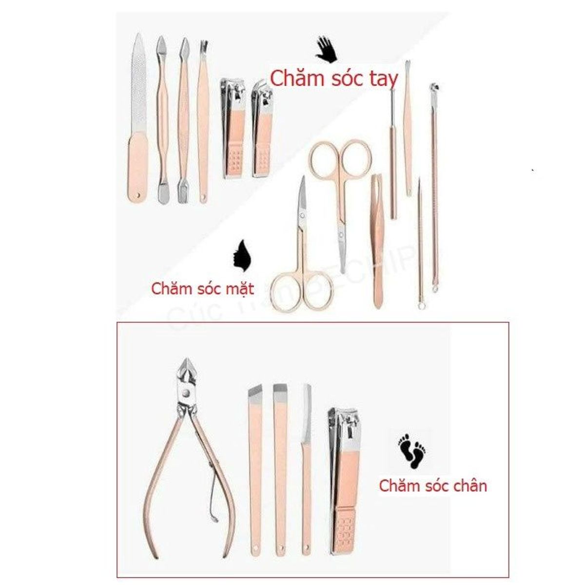 BỘ DỤNG CỤ LÀM MÓNG, 16, 18 CHI TIẾT MÀU HỒNG CTB182 - BECHIP BỘ DỤNG CỤ LÀM MÓNG, 16, 18 CHI TIẾT MÀU HỒNG CTB182 - BECHIP