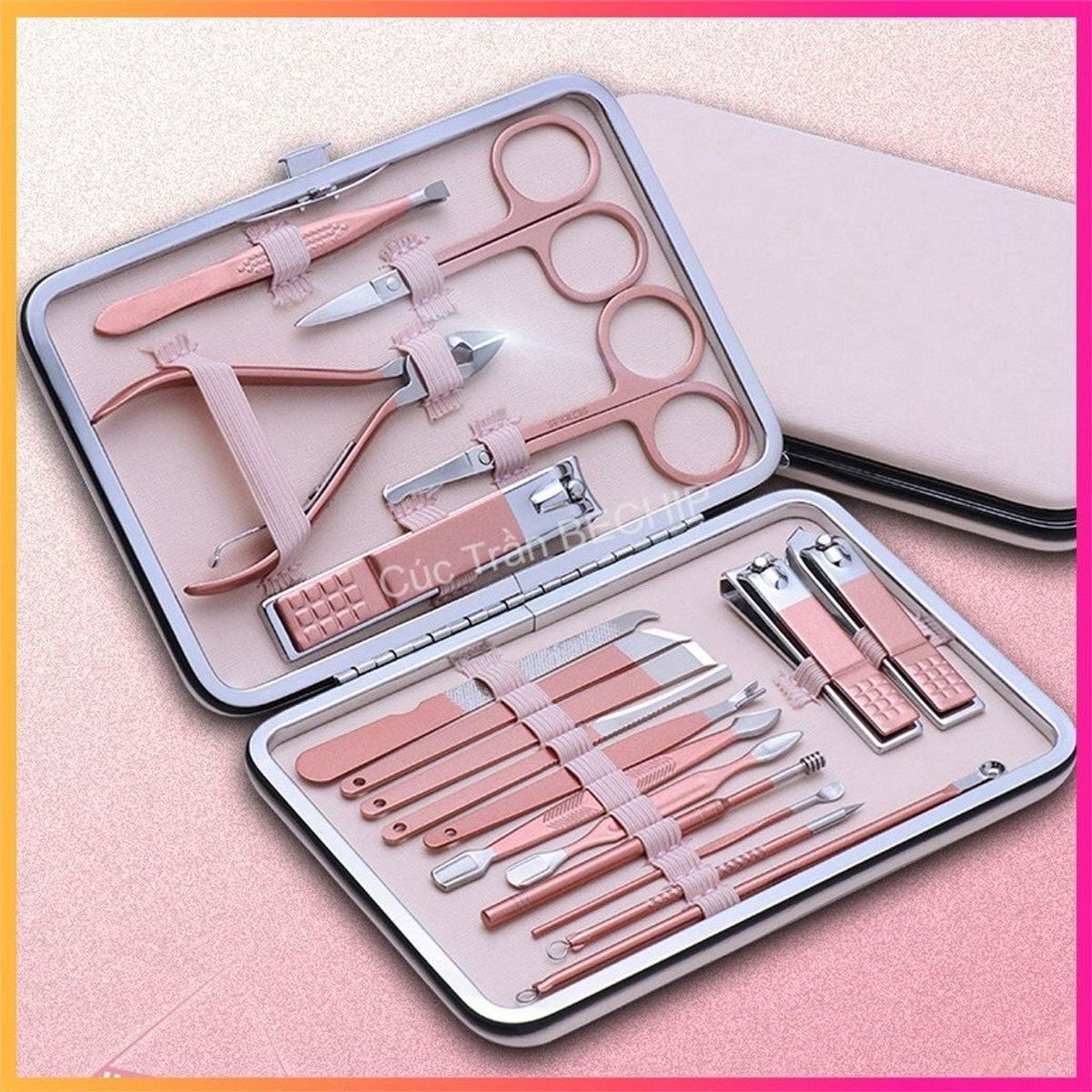 BỘ DỤNG CỤ LÀM MÓNG, 16, 18 CHI TIẾT MÀU HỒNG CTB182 - BECHIP BỘ DỤNG CỤ LÀM MÓNG, 16, 18 CHI TIẾT MÀU HỒNG CTB182 - BECHIP