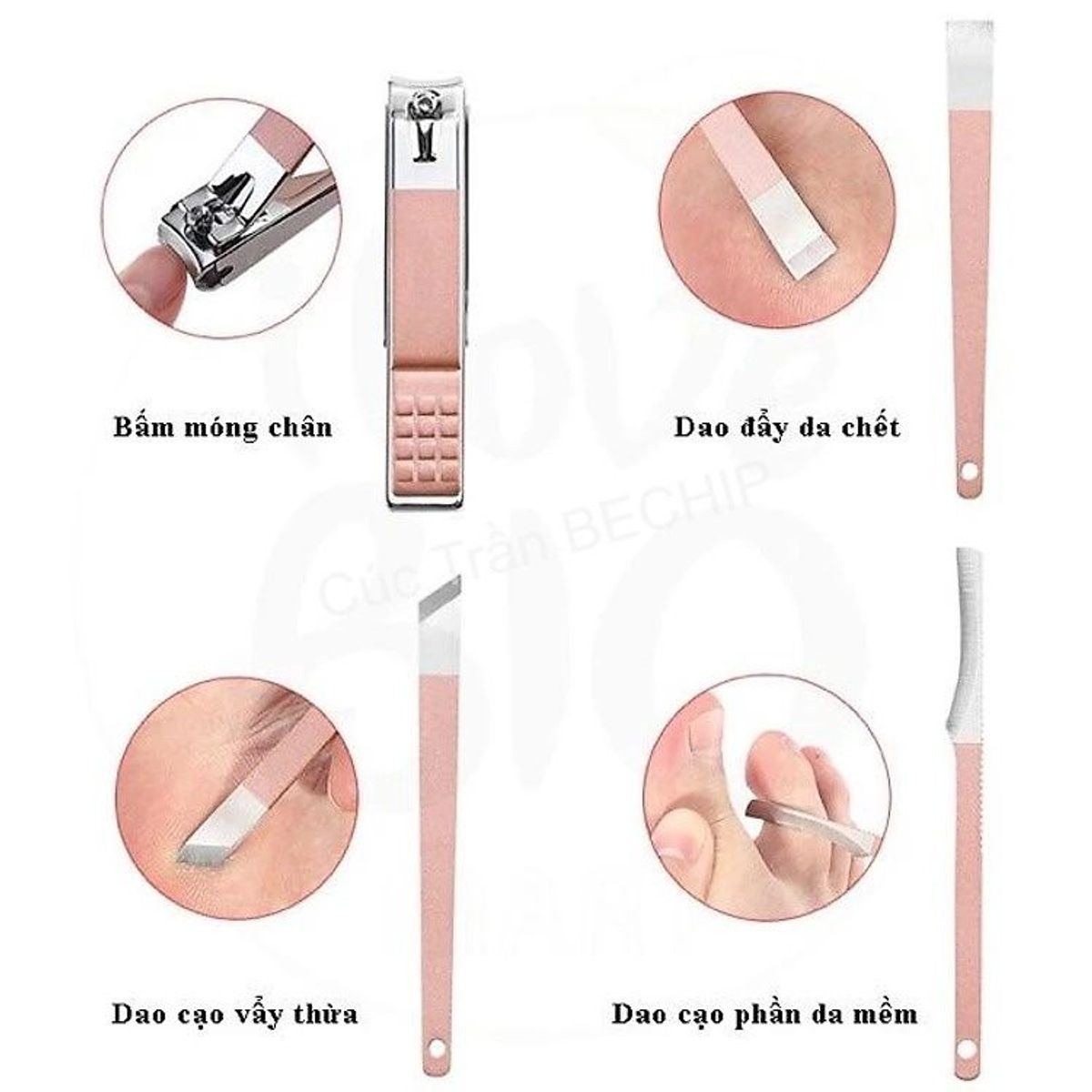 BỘ DỤNG CỤ LÀM MÓNG, 16, 18 CHI TIẾT MÀU HỒNG CTB182 - BECHIP BỘ DỤNG CỤ LÀM MÓNG, 16, 18 CHI TIẾT MÀU HỒNG CTB182 - BECHIP