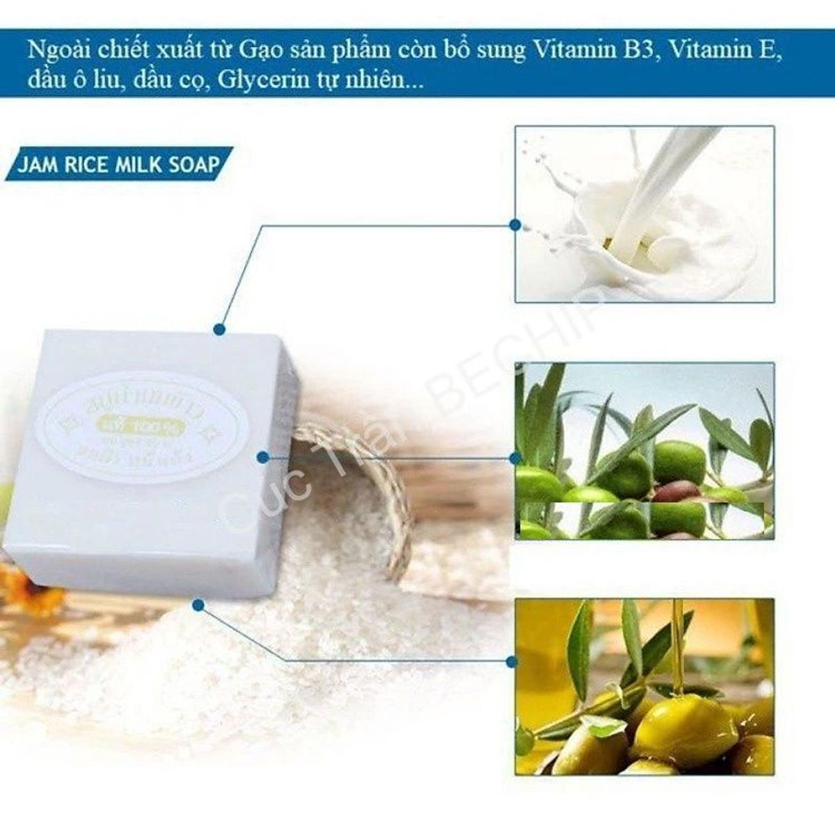 XÀ PHÒNG CÁM GẠO THÁI LAN JAM RICE MILK SOAP DƯỠNG TRẮNG, GIẢM MỤN THÂM CTB175 – BECHIP XÀ PHÒNG CÁM GẠO THÁI LAN JAM RICE MILK SOAP DƯỠNG TRẮNG, GIẢM MỤN THÂM CTB175 – BECHIP
