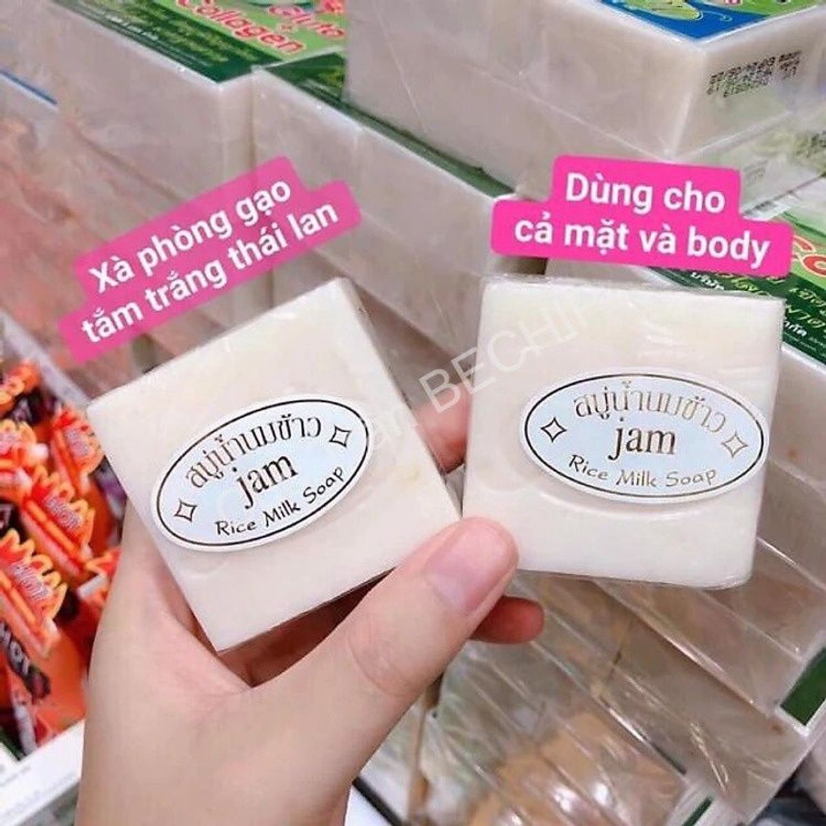 XÀ PHÒNG CÁM GẠO THÁI LAN JAM RICE MILK SOAP DƯỠNG TRẮNG, GIẢM MỤN THÂM CTB175 – BECHIP XÀ PHÒNG CÁM GẠO THÁI LAN JAM RICE MILK SOAP DƯỠNG TRẮNG, GIẢM MỤN THÂM CTB175 – BECHIP