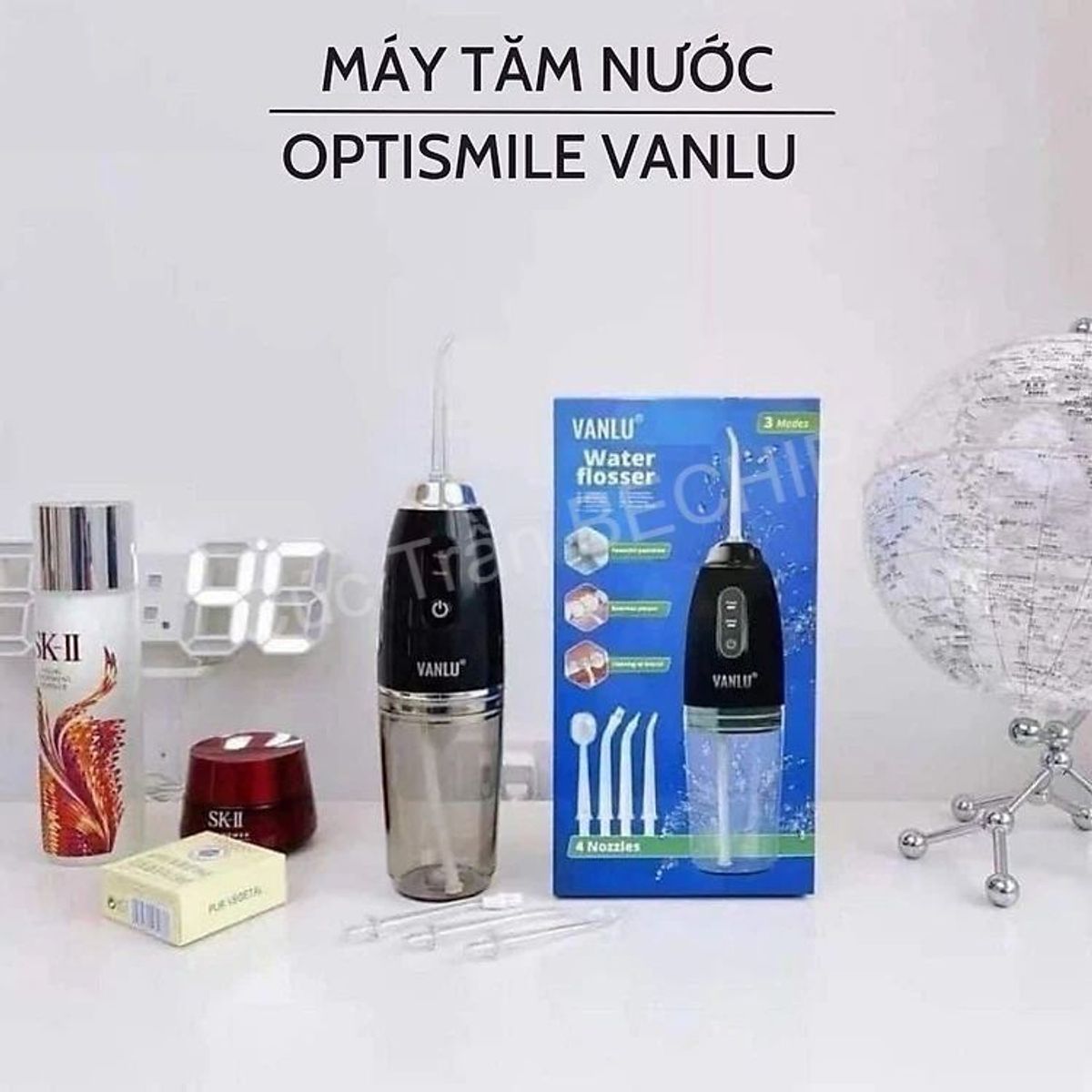 MÁY TĂM NƯỚC CAO CẤP VANLU WATERFLOSSER CHÍNH HÃNG FULL BOX, 3 CHẾ ĐỘ XỊT NƯỚC, TẶNG KÈM 4 ĐẦU XỊT - BECHIP MÁY TĂM NƯỚC CAO CẤP VANLU WATERFLOSSER CHÍNH HÃNG FULL BOX, 3 CHẾ ĐỘ XỊT NƯỚC, TẶNG KÈM 4 ĐẦU XỊT - BECHIP