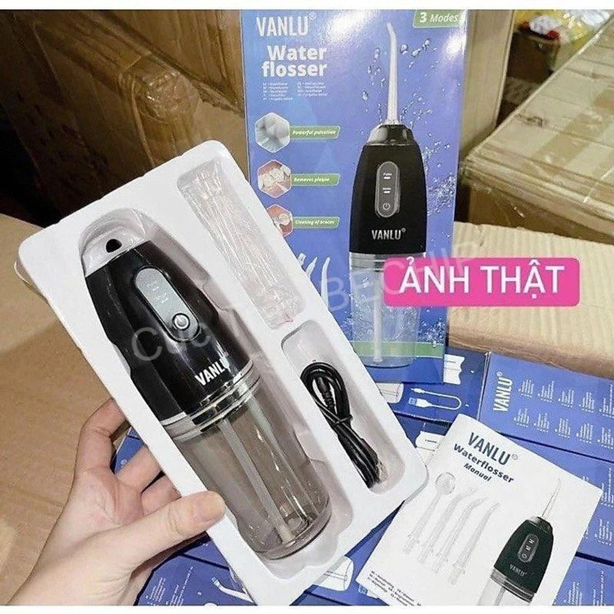 MÁY TĂM NƯỚC CAO CẤP VANLU WATERFLOSSER CHÍNH HÃNG FULL BOX, 3 CHẾ ĐỘ XỊT NƯỚC, TẶNG KÈM 4 ĐẦU XỊT - BECHIP MÁY TĂM NƯỚC CAO CẤP VANLU WATERFLOSSER CHÍNH HÃNG FULL BOX, 3 CHẾ ĐỘ XỊT NƯỚC, TẶNG KÈM 4 ĐẦU XỊT - BECHIP