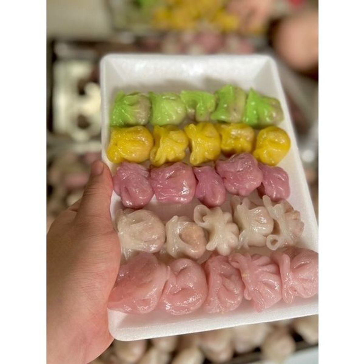 Há cảo ngũ sắc người hoa khay 25 viên 500gr (giao hỏa tốc tphcm) Há cảo ngũ sắc người hoa khay 25 viên 500gr (giao hỏa tốc tphcm)