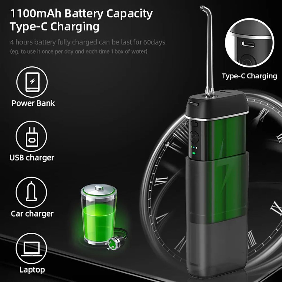 Tăm nước bỏ túi Kachi MK357 màu đen Tăm nước bỏ túi Kachi MK357 màu đen