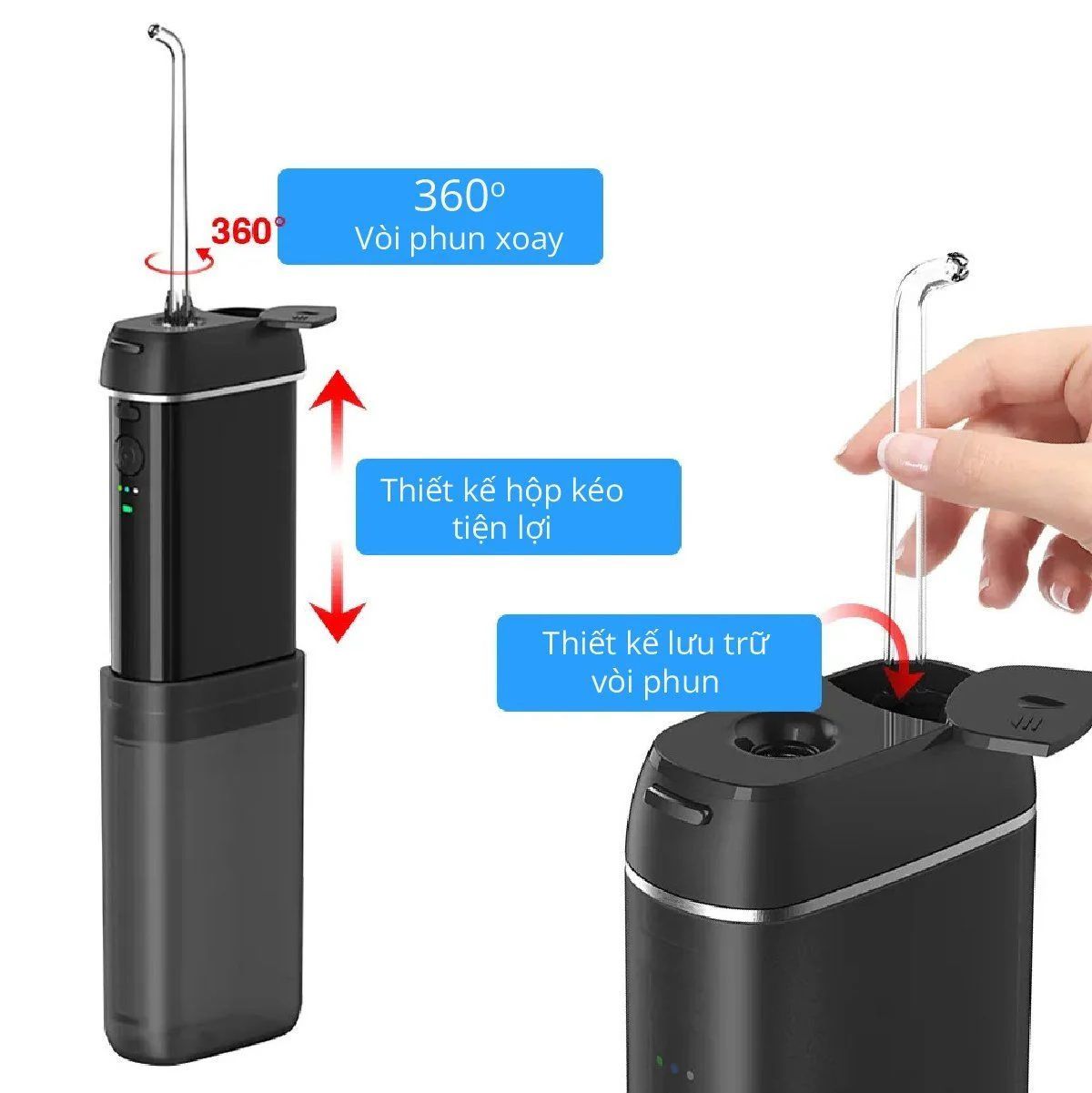 Tăm nước bỏ túi Kachi MK357 màu đen Tăm nước bỏ túi Kachi MK357 màu đen