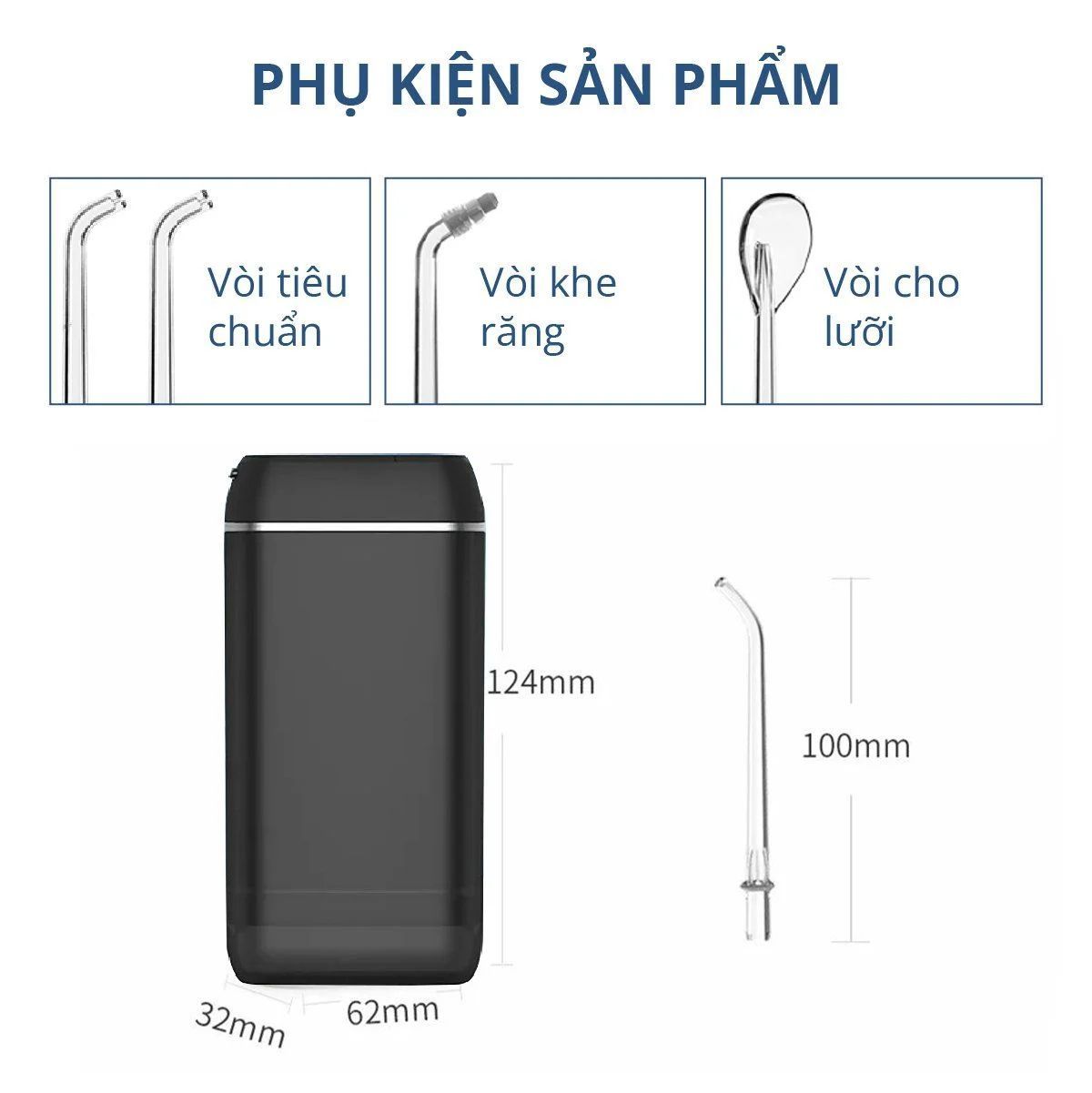 Tăm nước bỏ túi Kachi MK357 màu đen Tăm nước bỏ túi Kachi MK357 màu đen