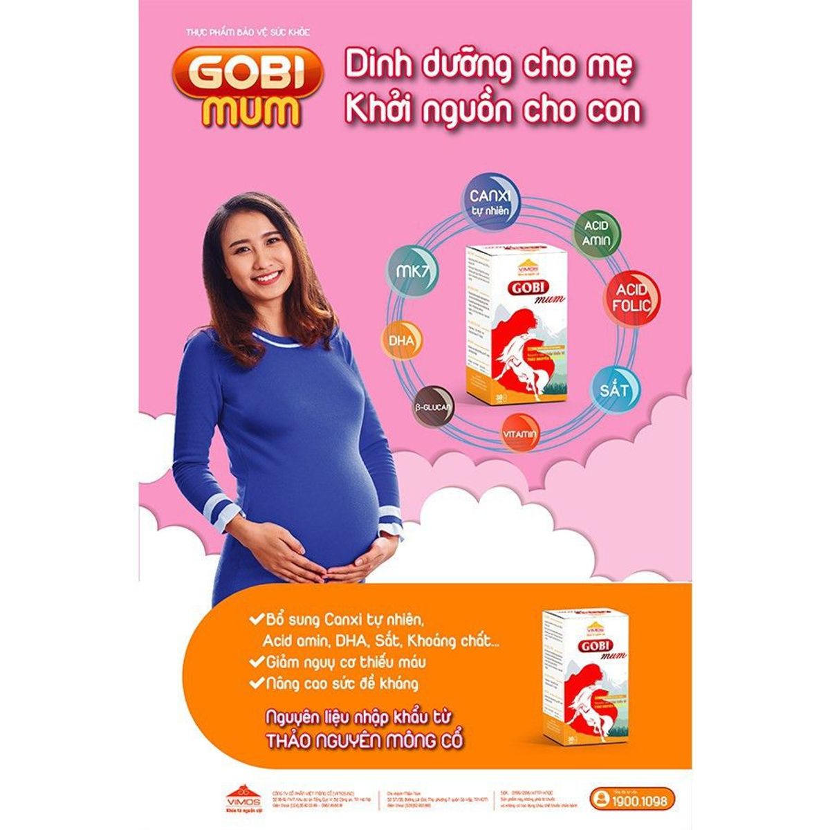 Viên uống Gobi Mum cho bà bầu giúp bồi bổ sức khỏe bổ sung sắt, canxi, acid amin, DHA, khoáng chất Viên uống Gobi Mum cho bà bầu giúp bồi bổ sức khỏe bổ sung sắt, canxi, acid amin, DHA, khoáng chất