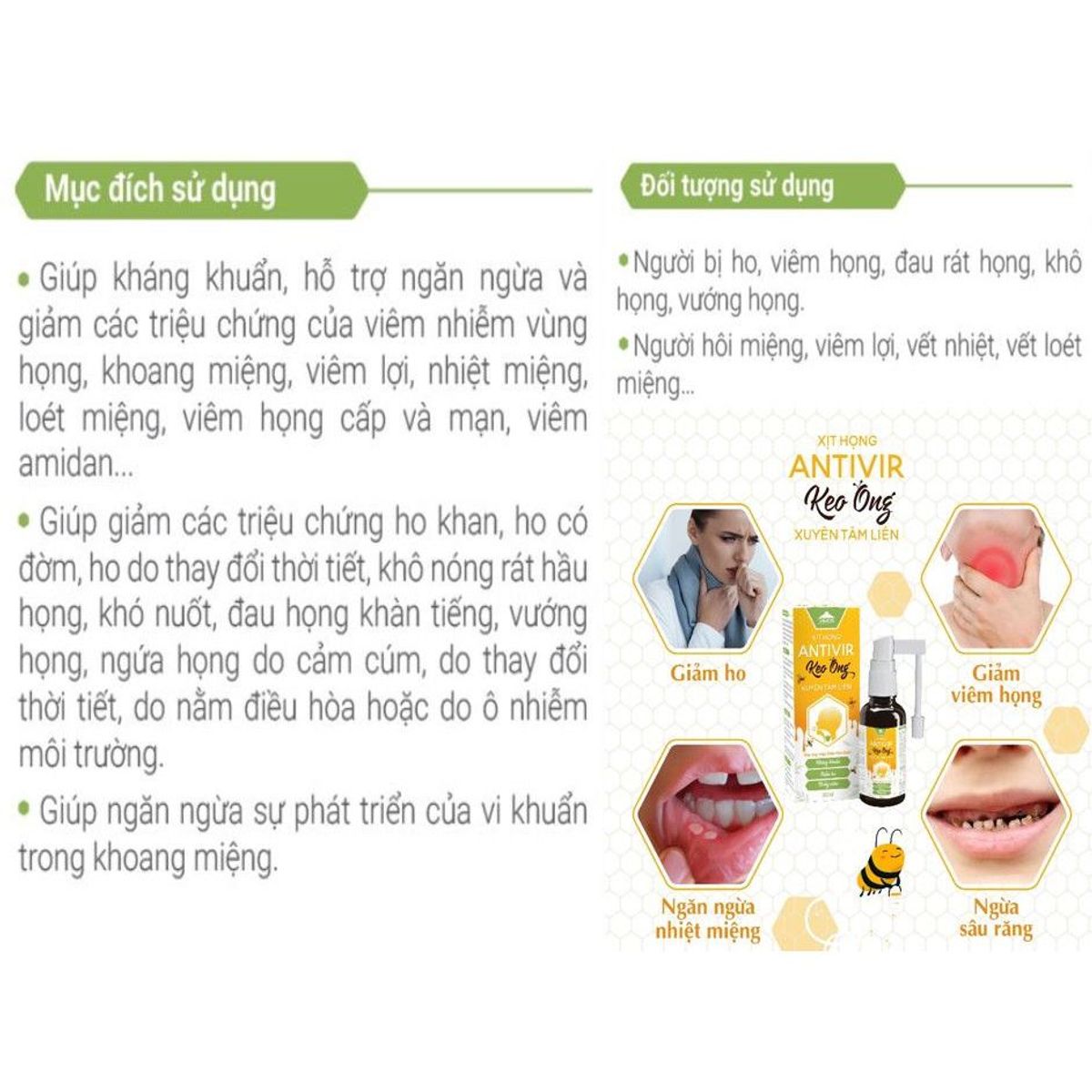 Chai xịt họng Antivir Keo ong xuyên tâm liên Vimos giúp hạn chế viêm lợi, nhiệt miệng, giảm ho,đau rát họng chai 30ml Chai xịt họng Antivir Keo ong xuyên tâm liên Vimos giúp hạn chế viêm lợi, nhiệt miệng, giảm ho,đau rát họng chai 30ml