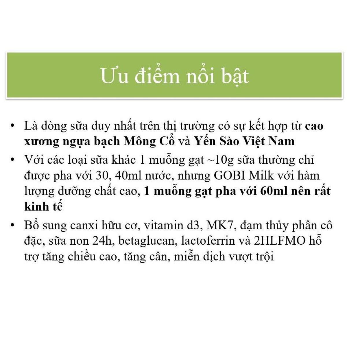 Sữa dinh dưỡng Gobi milk kids Cao xương ngựa bạch Mông Cổ và yến sào dành riêng cho các bé hay ốm vặt, biếng ăn, táo bón Sữa dinh dưỡng Gobi milk kids Cao xương ngựa bạch Mông Cổ và yến sào dành riêng cho các bé hay ốm vặt, biếng ăn, táo bón