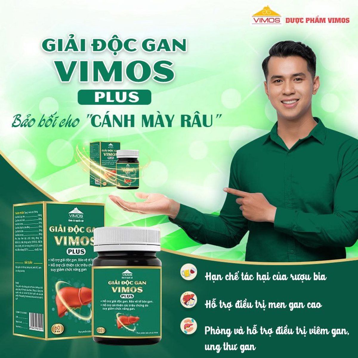 Combo 2 hộp Viên uống giải độc gan Vimos giúp giải độc, mát gan lọ 60 viên Combo 2 hộp Viên uống giải độc gan Vimos giúp giải độc, mát gan lọ 60 viên