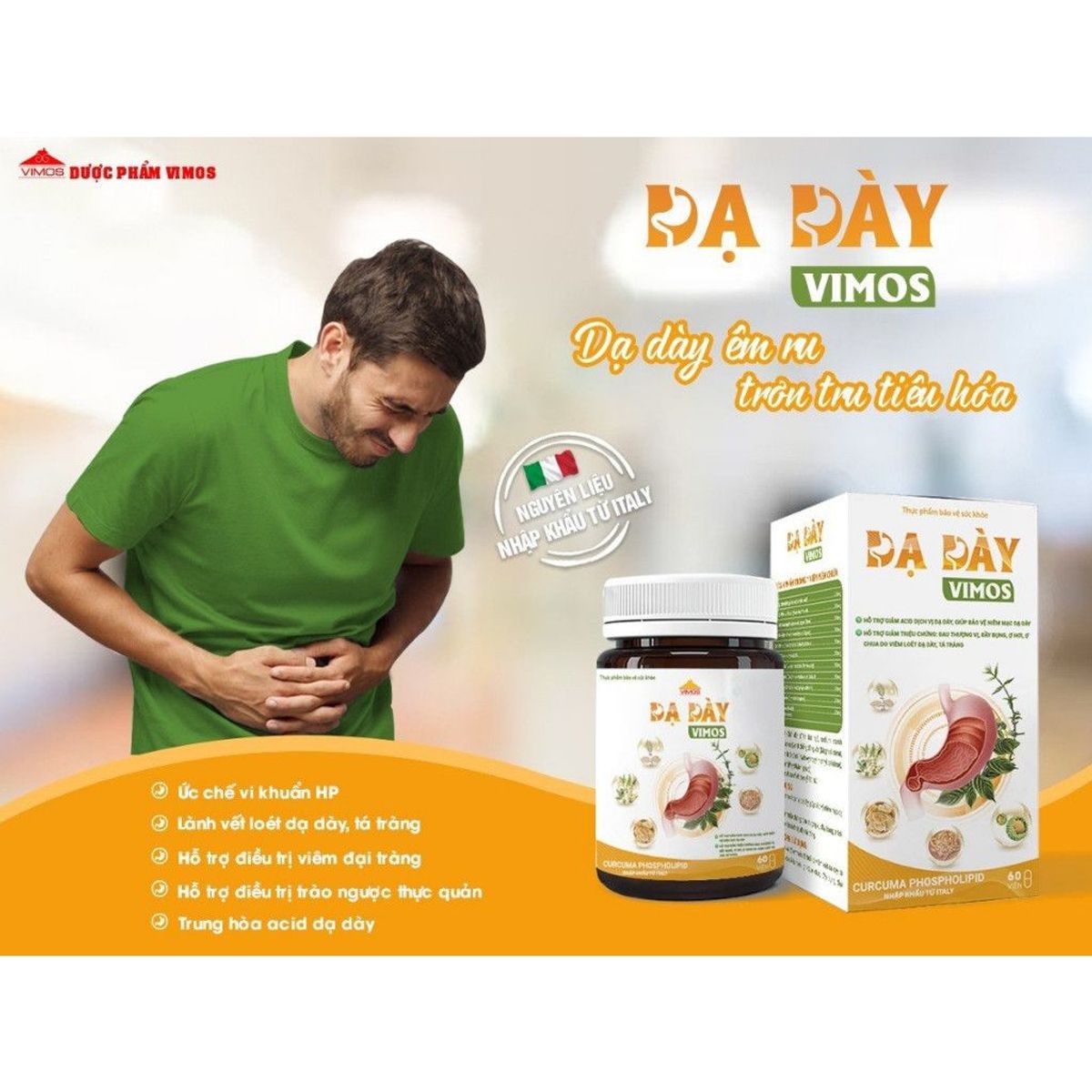 Viên uống giảm đau dạ dày VIMOS giúp bảo vệ niêm mạc dạ dày hộp 60 viên Viên uống giảm đau dạ dày VIMOS giúp bảo vệ niêm mạc dạ dày hộp 60 viên