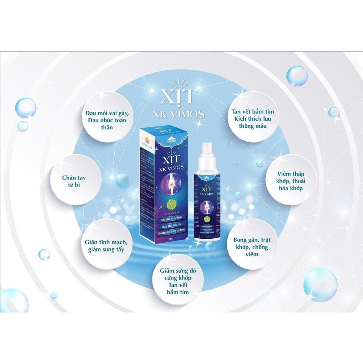 Combo 2 chai Xịt giảm đau xương khớp VIMOS giúp giảm đau nhức mỏi cơ xương tăng cường lưu thông khí huyết lọ xịt 75ml Combo 2 chai Xịt giảm đau xương khớp VIMOS giúp giảm đau nhức mỏi cơ xương tăng cường lưu thông khí huyết lọ xịt 75ml