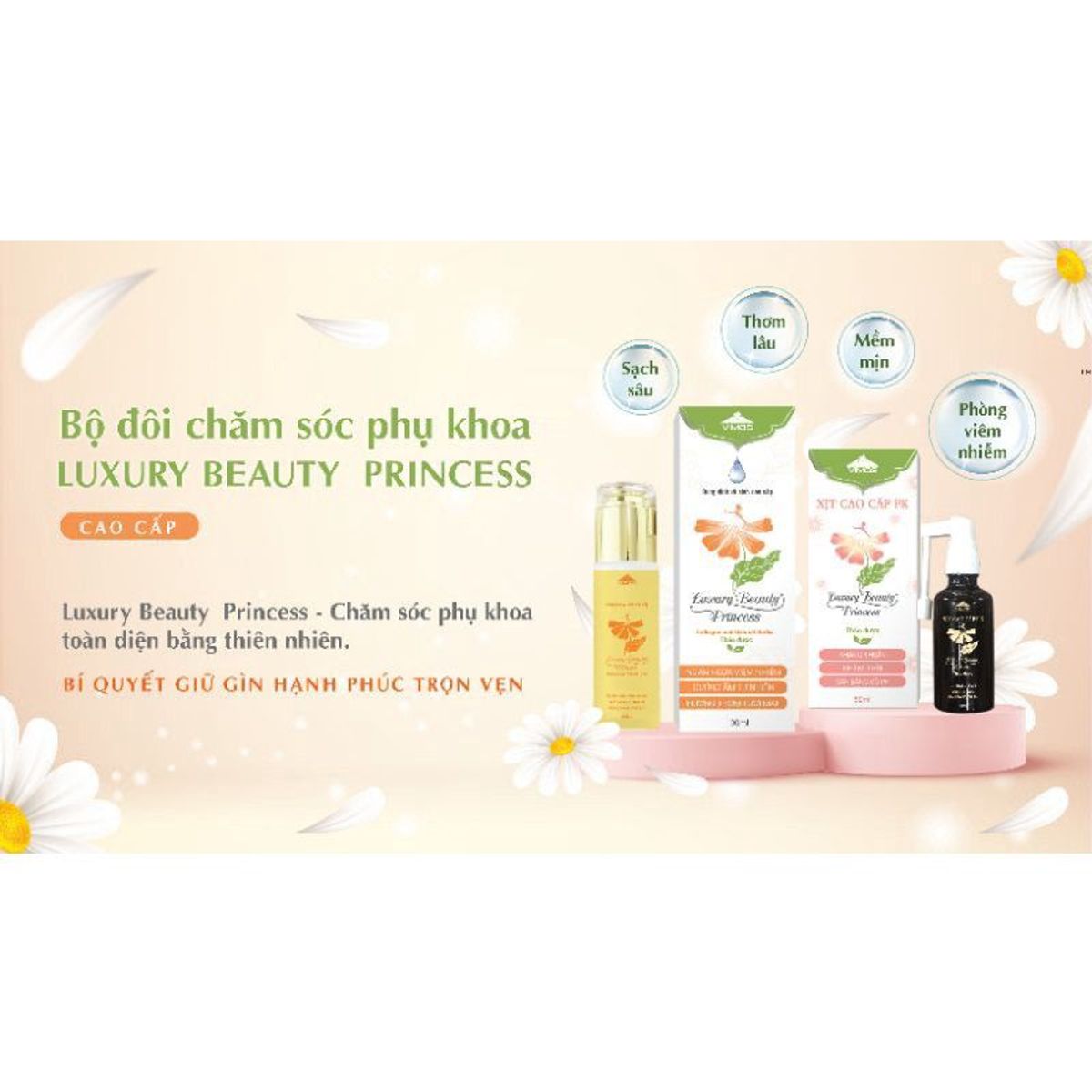 Combo 2 chai Dung dịch vệ sinh phụ nữ cao cấp Luxury Beauty Princess VIMOS Dưỡng Ẩm, Ngăn Mùi, Ngừa Khuẩn, cân bằng pH chai 100ml Combo 2 chai Dung dịch vệ sinh phụ nữ cao cấp Luxury Beauty Princess VIMOS Dưỡng Ẩm, Ngăn Mùi, Ngừa Khuẩn, cân bằng pH chai 100ml