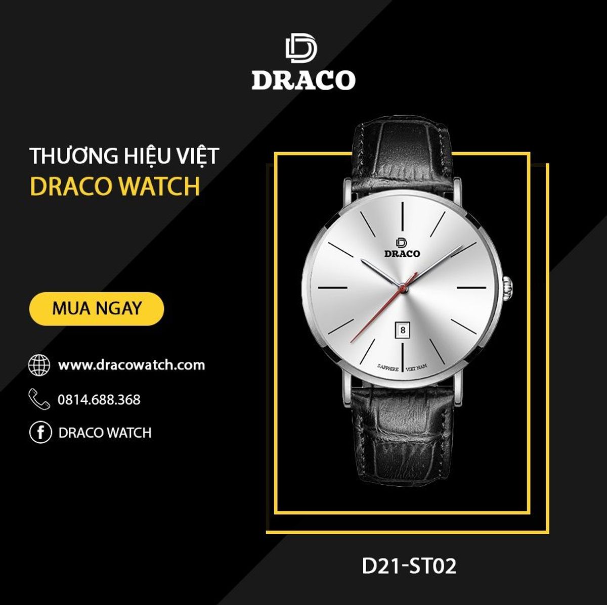 Đồng Hồ Nam - Thương Hiệu DRACO D21-ST02 Đồng Hồ Nam - Thương Hiệu DRACO D21-ST02