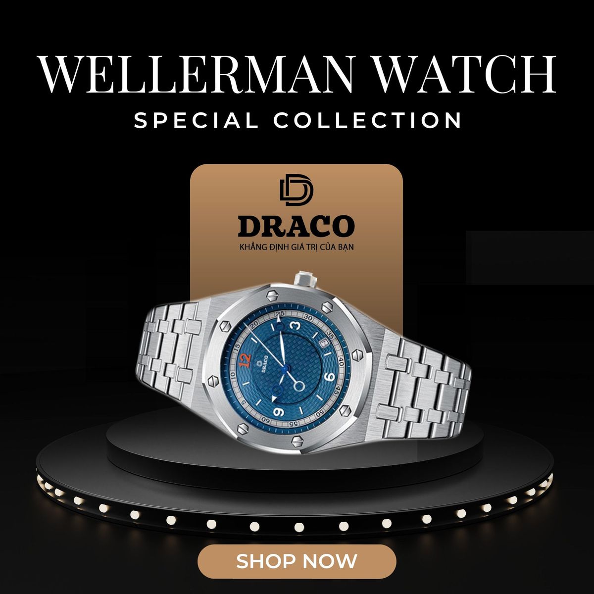 Đồng Hồ Nam - Thương Hiệu DRACO D22-DR05 “Wellerman” xanh kim loại bạc Đồng Hồ Nam - Thương Hiệu DRACO D22-DR05 “Wellerman” xanh kim loại bạc