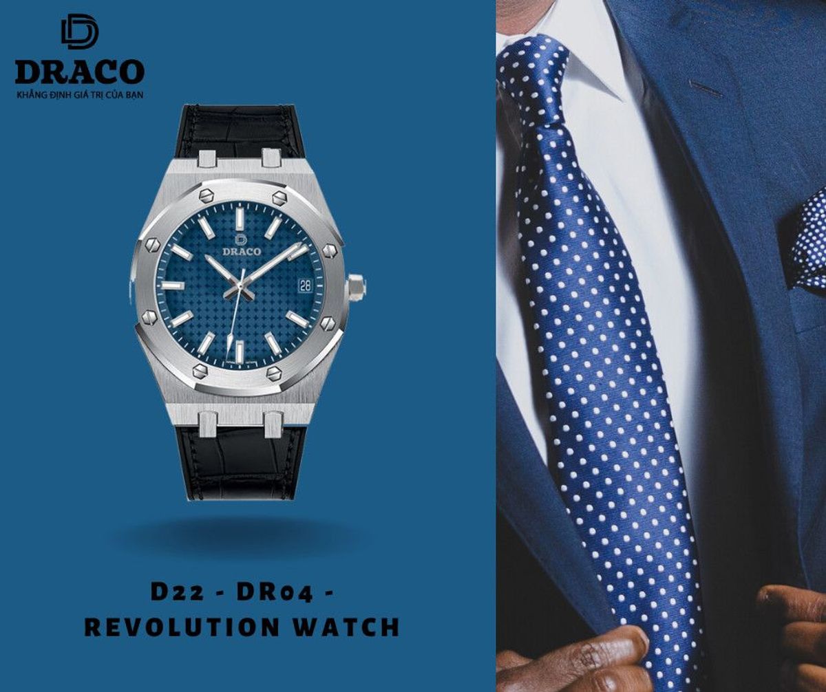Đồng Hồ Nam - Thương Hiệu DRACO D22-DR04 “Revolution Watch” xanh dây da bò đen Đồng Hồ Nam - Thương Hiệu DRACO D22-DR04 “Revolution Watch” xanh dây da bò đen