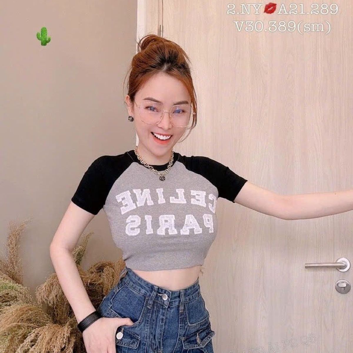 ÁO THUN NỮ CROPTOP CỔ TRÒN TAY NGẮN CELINE PARIS - AUSA HOUSE ÁO THUN NỮ CROPTOP CỔ TRÒN TAY NGẮN CELINE PARIS - AUSA HOUSE